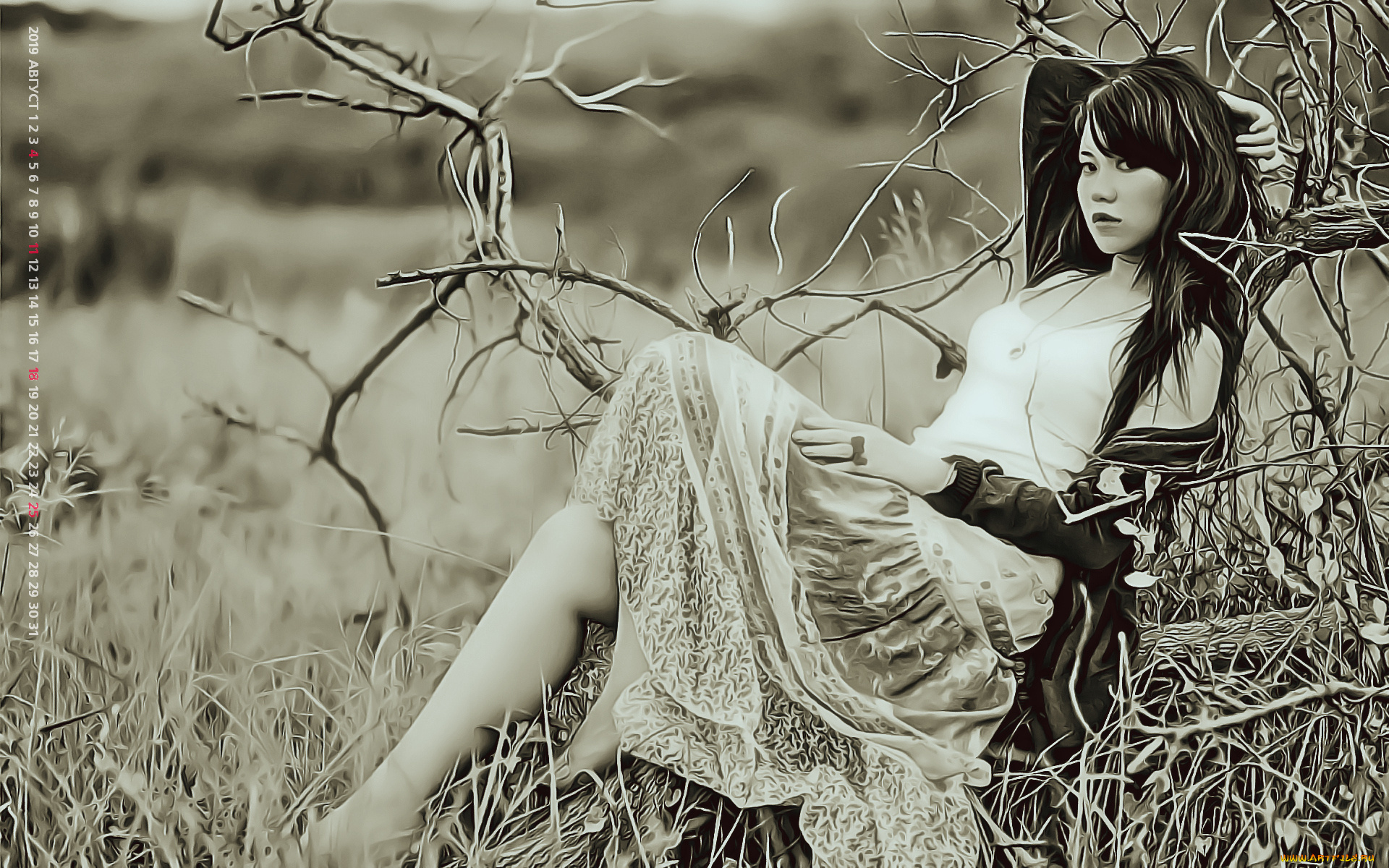 календари, компьютерный, дизайн, природа, calendar, женщина, взгляд, девушка, 2019, растение