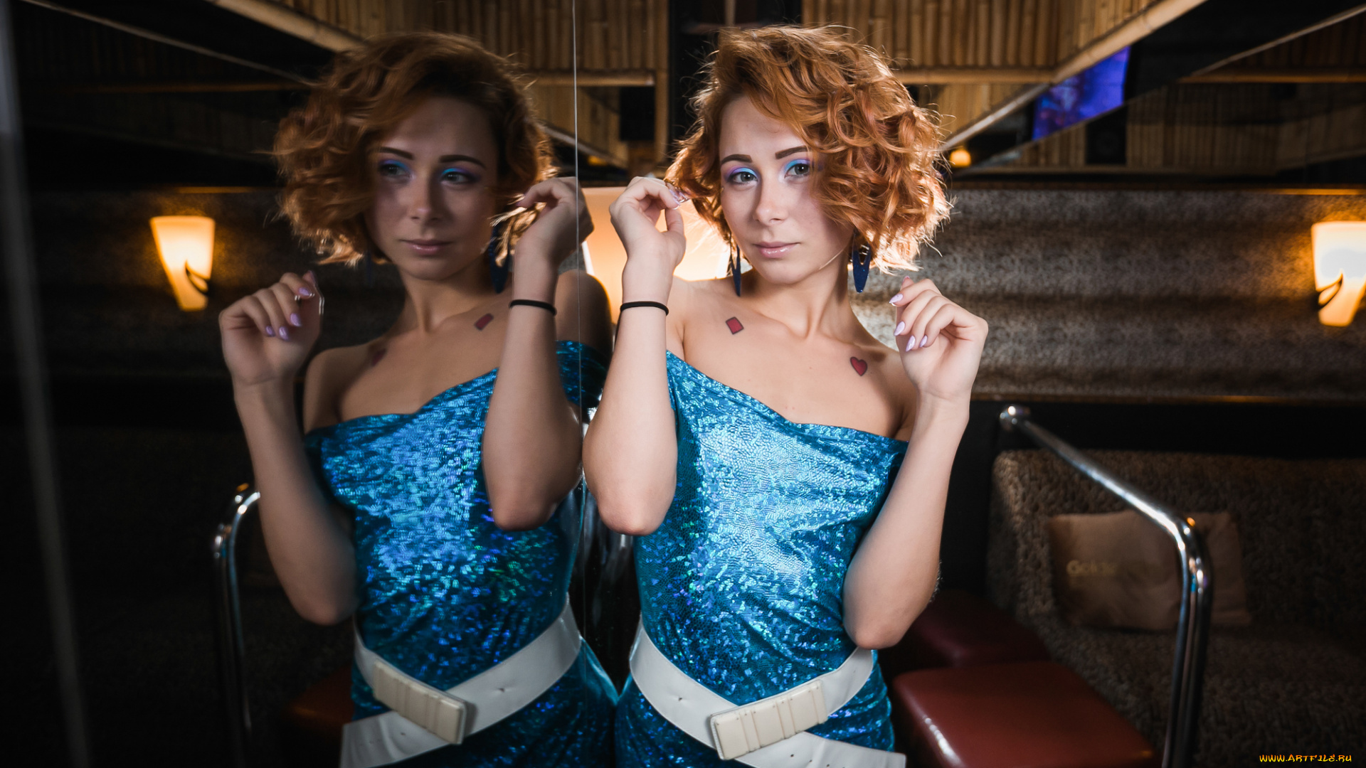 девушки, -, рыжеволосые, и, разноцветные, golden, girls, ночной, клуб, модель