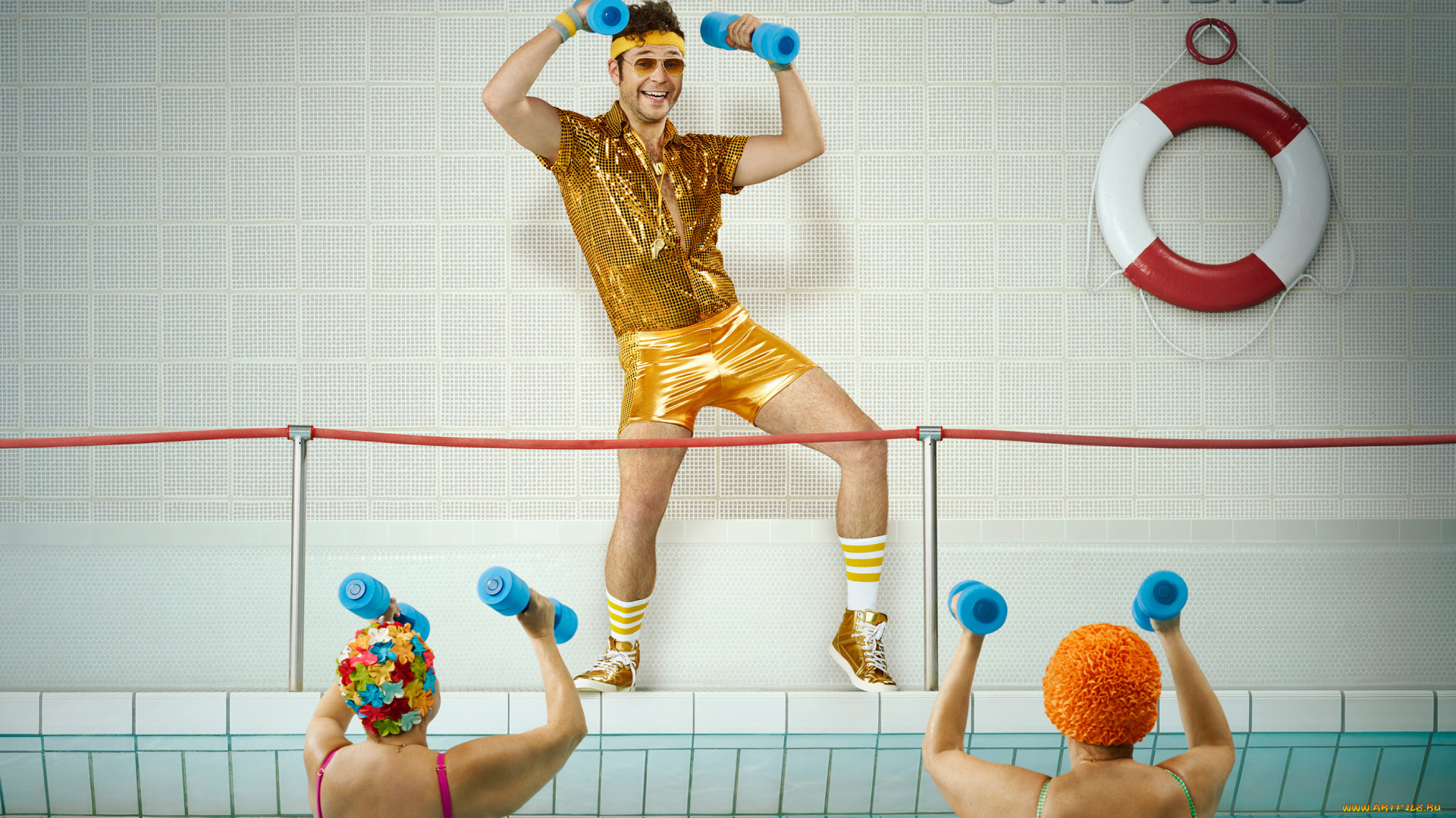 юмор, и, приколы, тренер, аквааэробика, бассейн, гантели, женщины