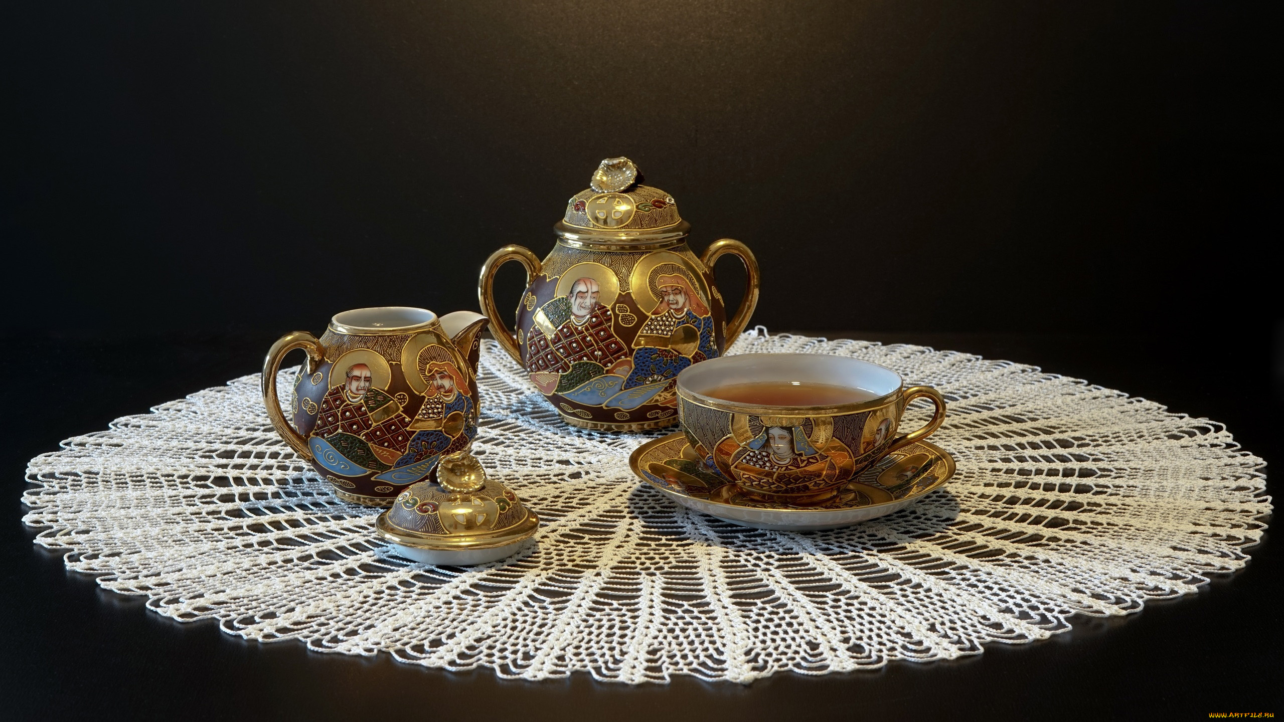 еда, напитки, , чай, вязаная, кружевная, салфетка, чай, чайный, сервиз