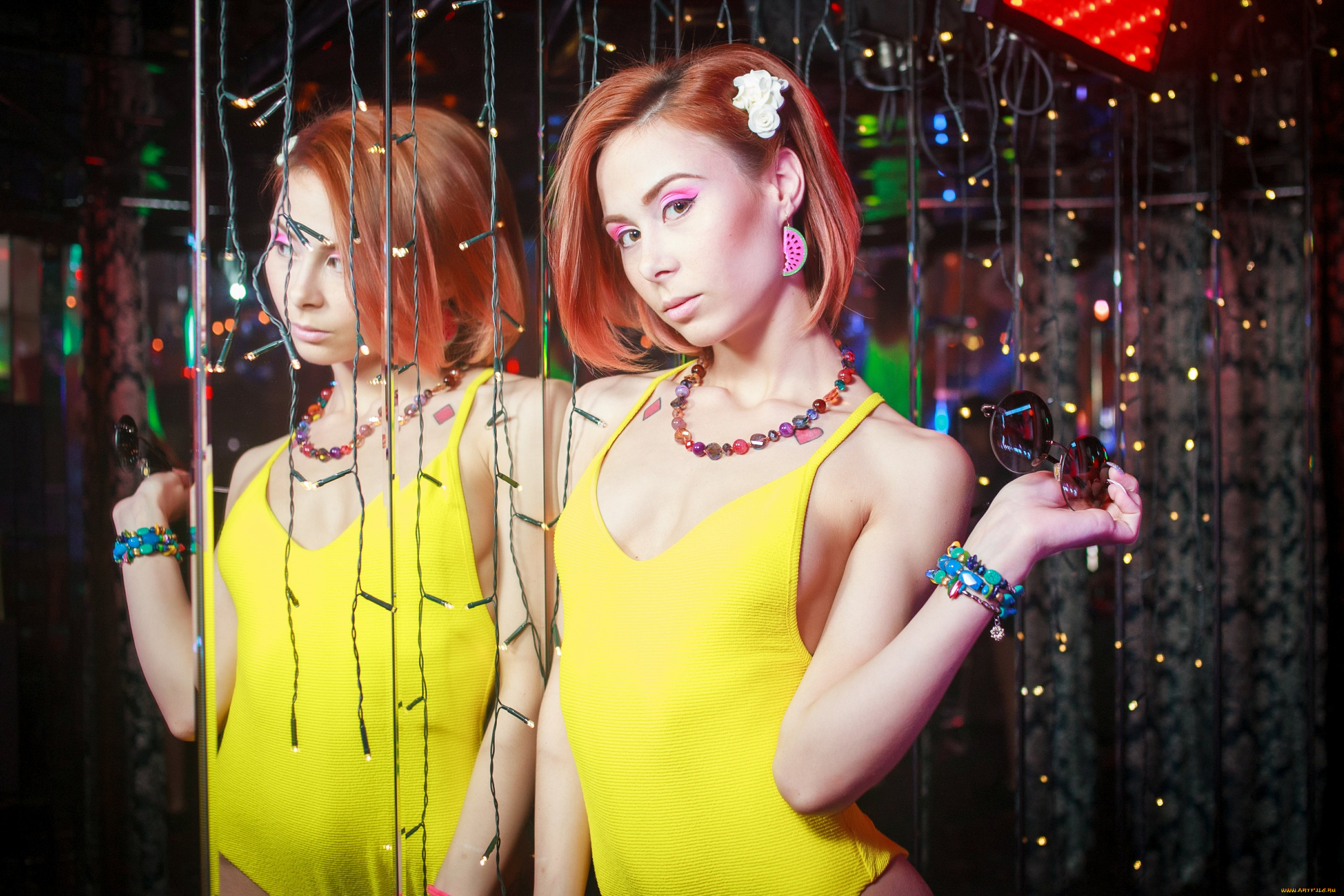 девушки, -, рыжеволосые, и, разноцветные, golden, girls, ночной, клуб, модель