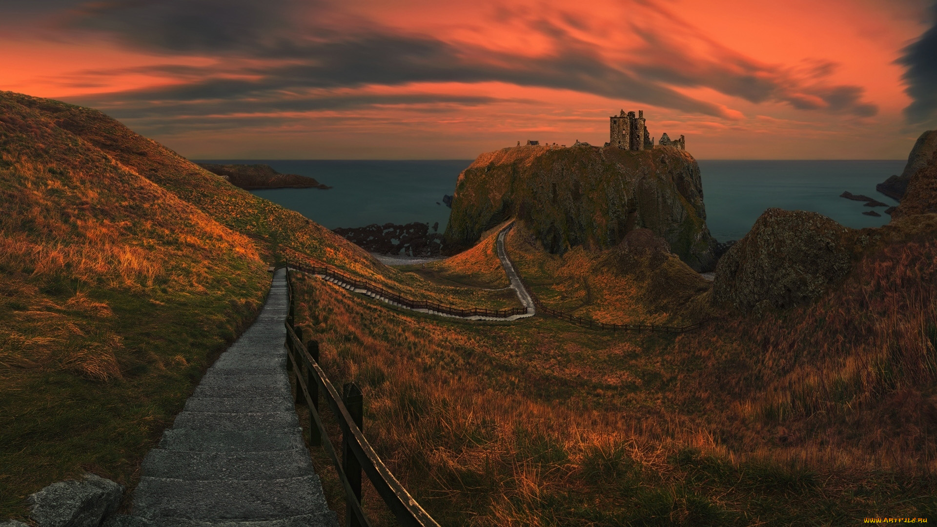 dunnottar, castle, города, замки, англии, dunnottar, castle