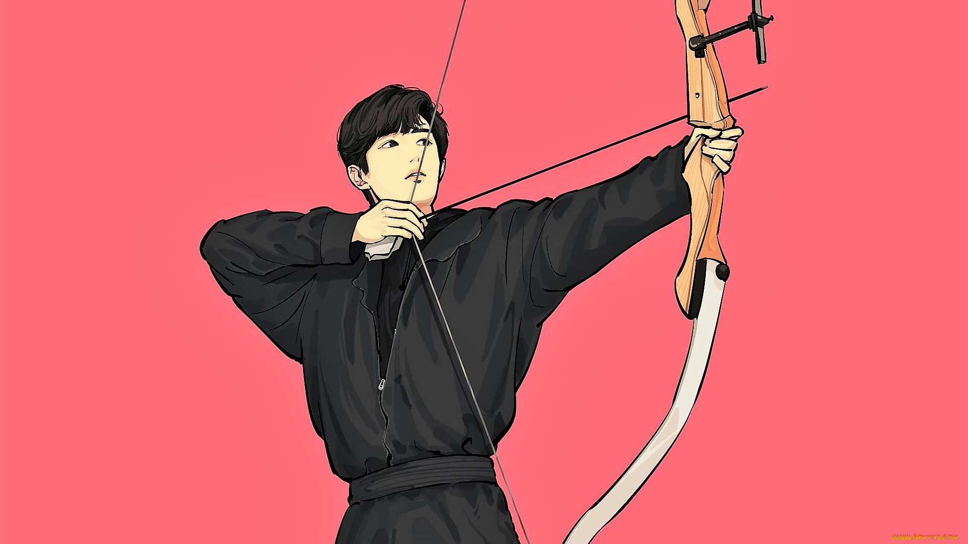 рисованное, люди, парень, лук