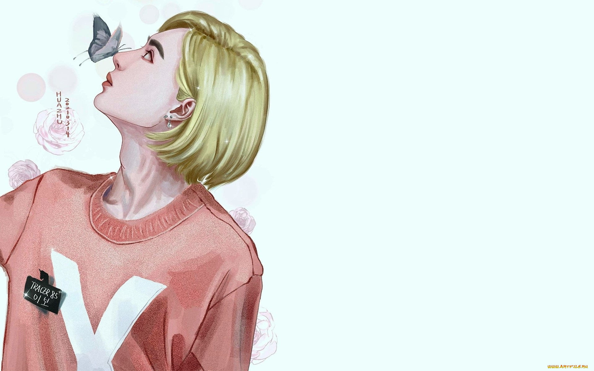 рисованное, люди, ван, ибо, свитер, бабочка