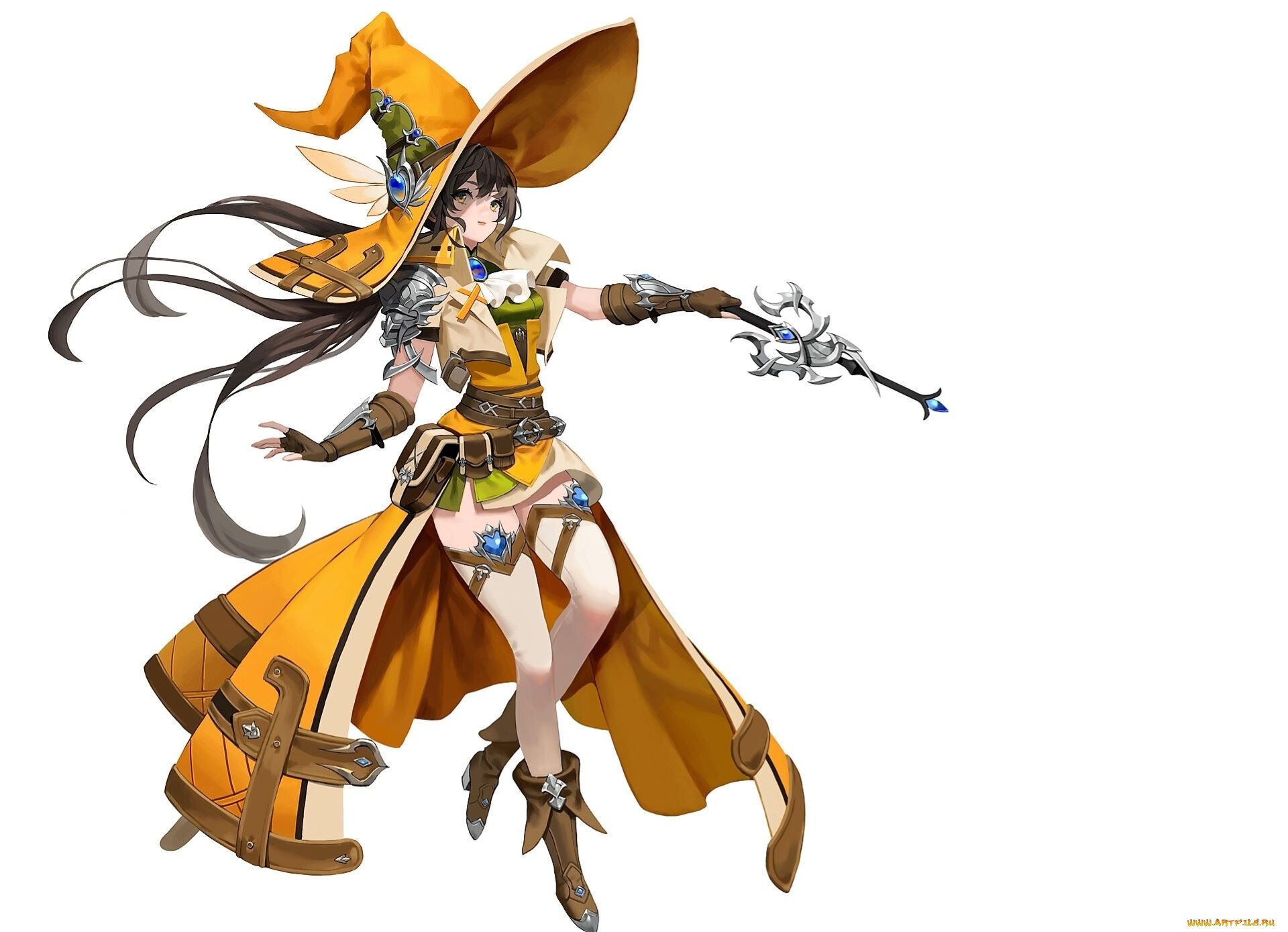 аниме, магия, , колдовство, , halloween, девушка, шляпа, скипетр