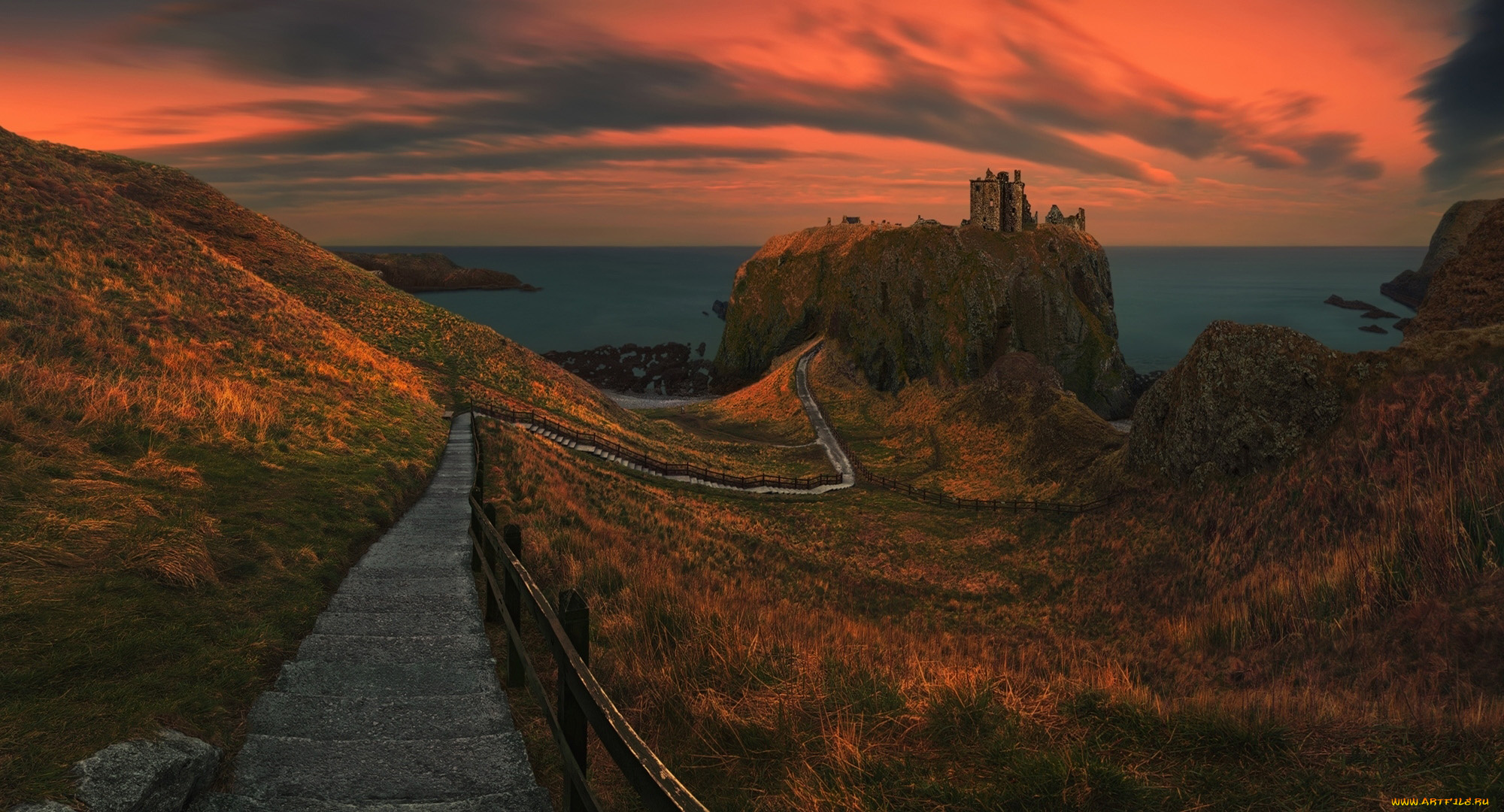 dunnottar, castle, города, замки, англии, dunnottar, castle