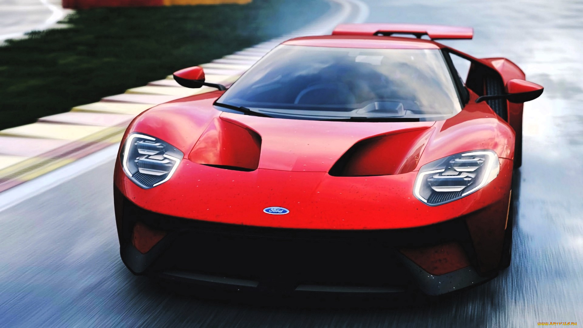 ford, gt, автомобили, ford, красный, скорость, дорога