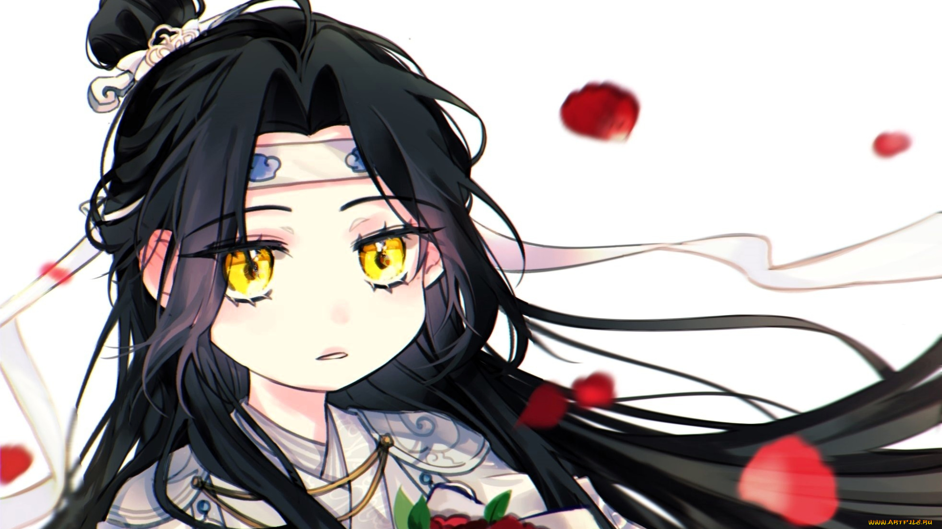 аниме, mo, dao, zu, shi, лань, ванцзы, цветы, пионы, лепестки