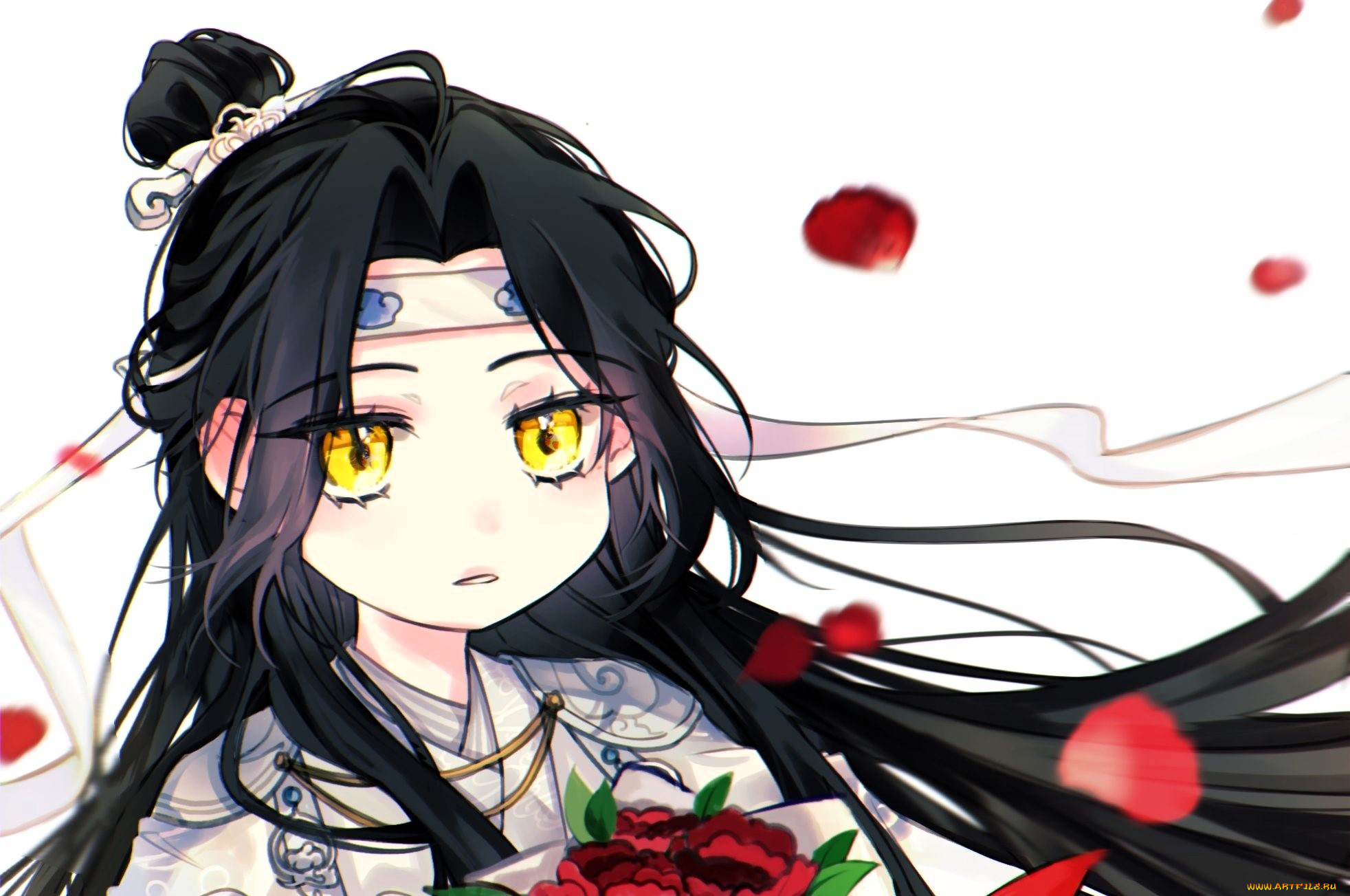 аниме, mo, dao, zu, shi, лань, ванцзы, цветы, пионы, лепестки