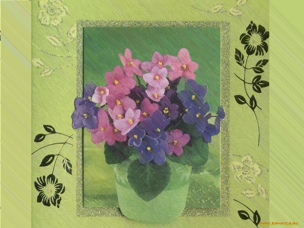 рисованные, цветы