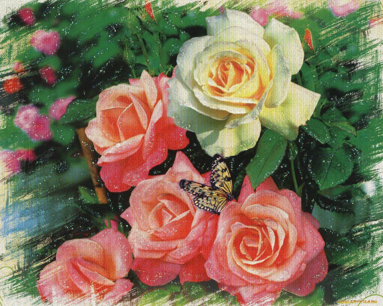 рисованные, цветы