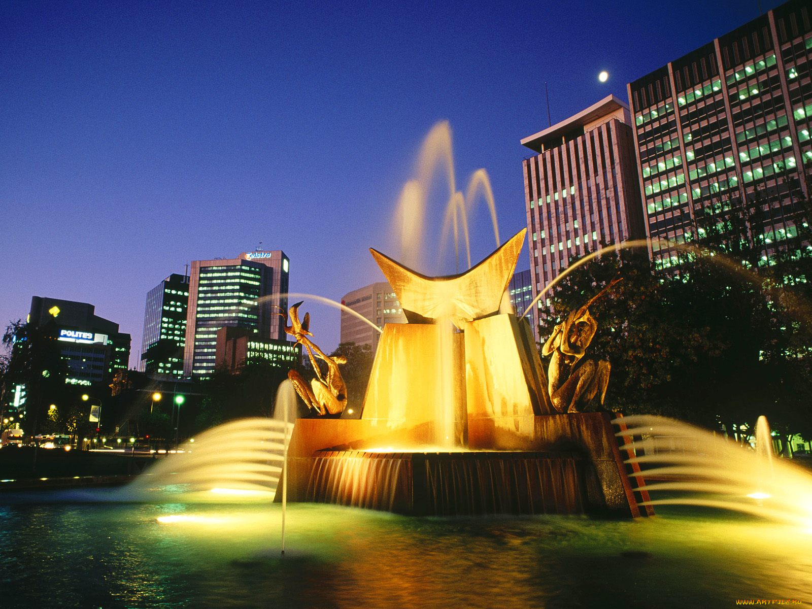 victoria, square, fountain, adelaide, australia, города, фонтаны