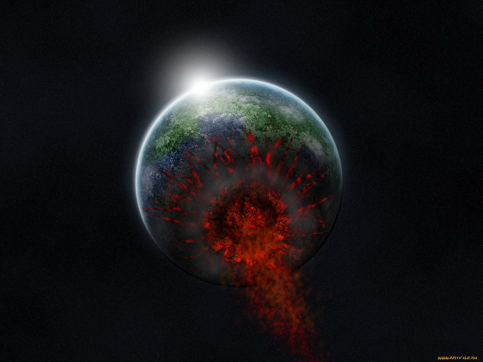 космос, арт, тёмный, планеты