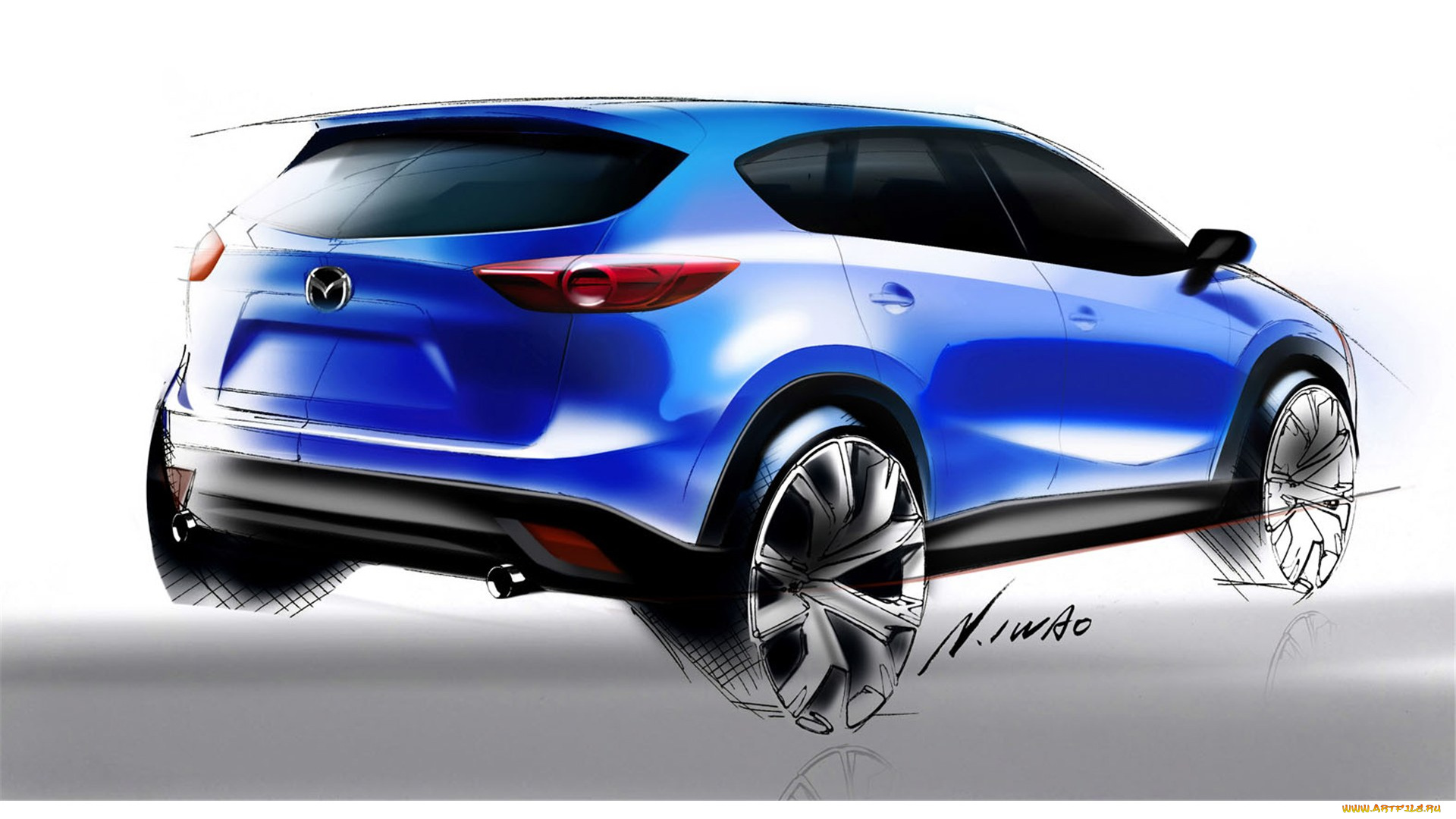 автомобили, рисованные, mazda