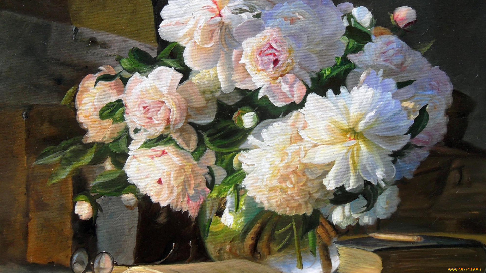 рисованные, zbigniew, kopania, книга, очки, пион