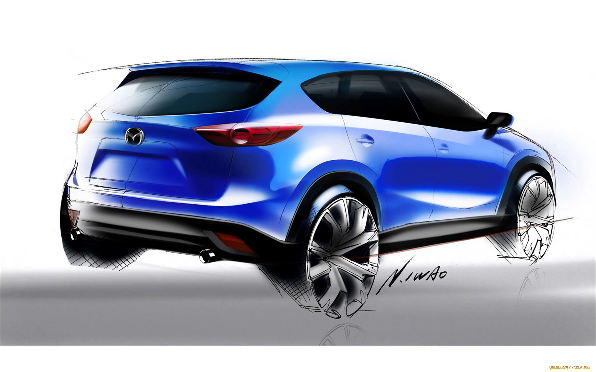 автомобили, рисованные, mazda