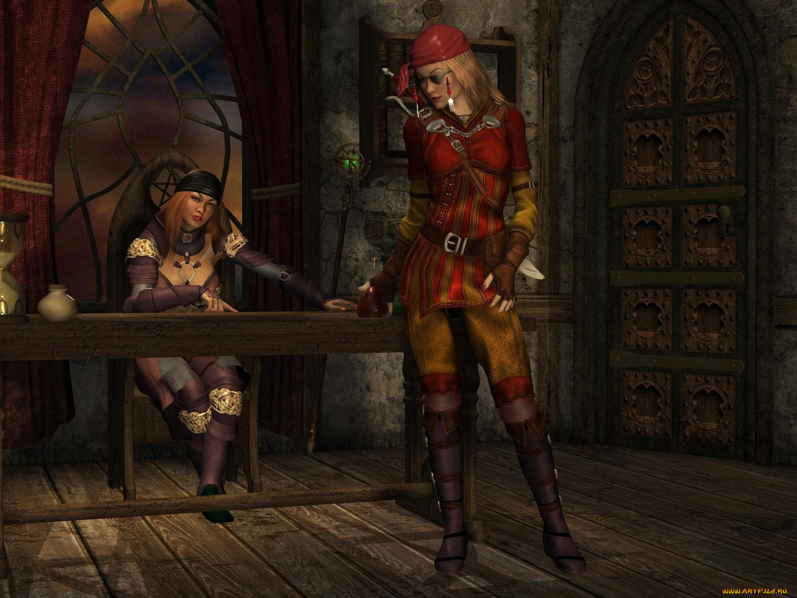 3д, графика, people, люди, девушки, стол