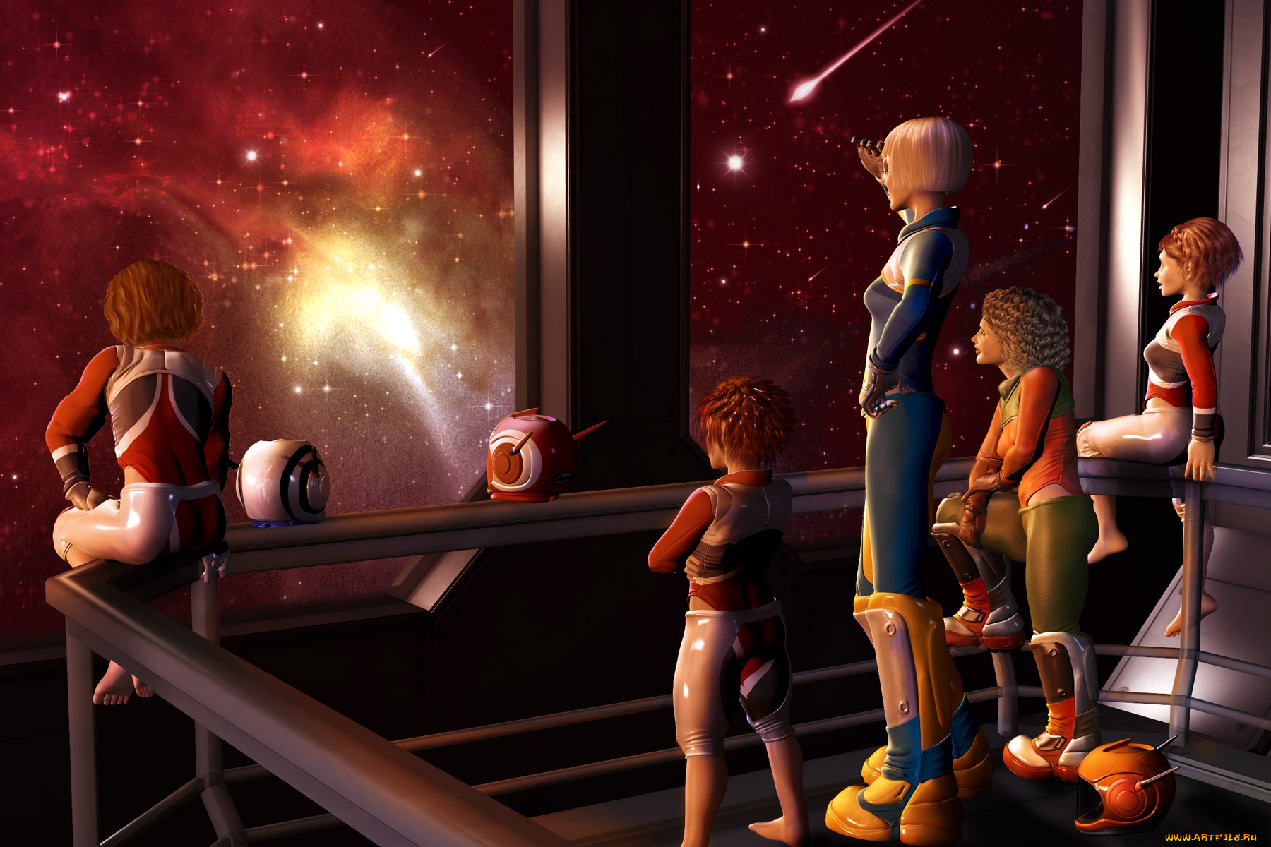 3д, графика, fantasy, фантазия, дети, космический, корабль