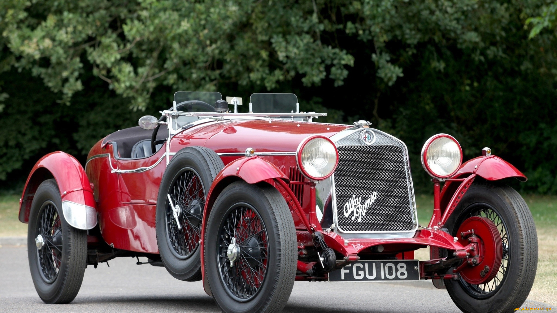 автомобили, классика, дорога, деревья