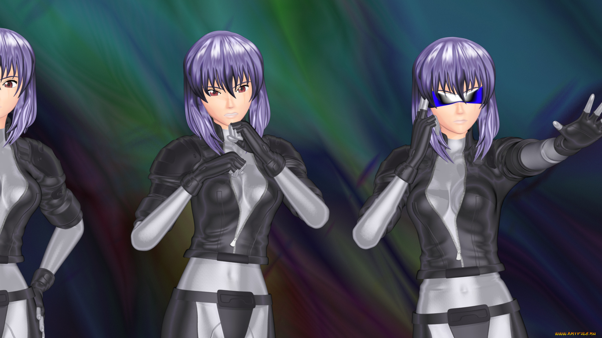 3д, графика, anime, аниме, девушки, очки, синий