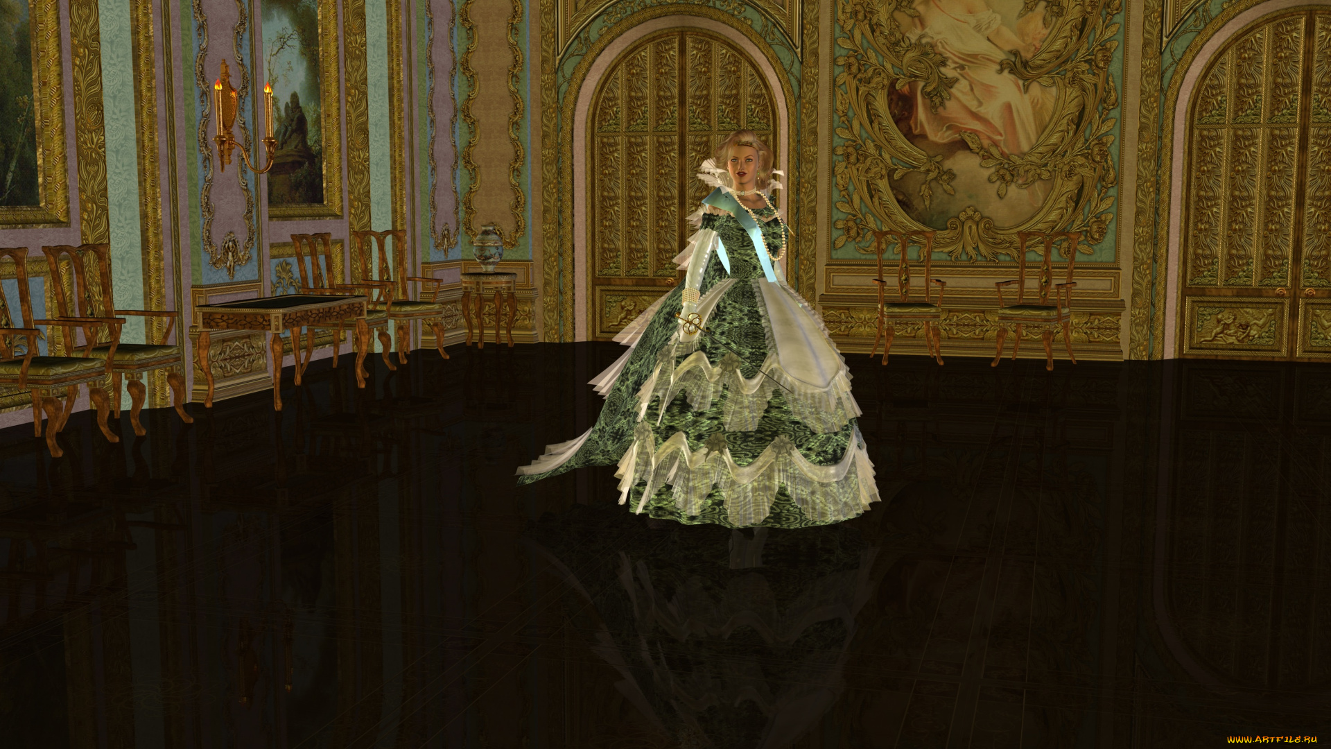 3д, графика, people, люди, девушка, платье