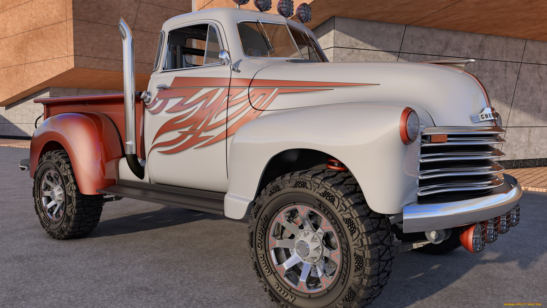 автомобили, 3д, chevrolet, 1951