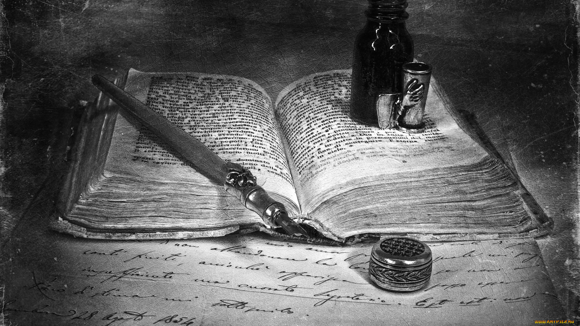 разное, канцелярия, книги, письмо, перо, чернильница