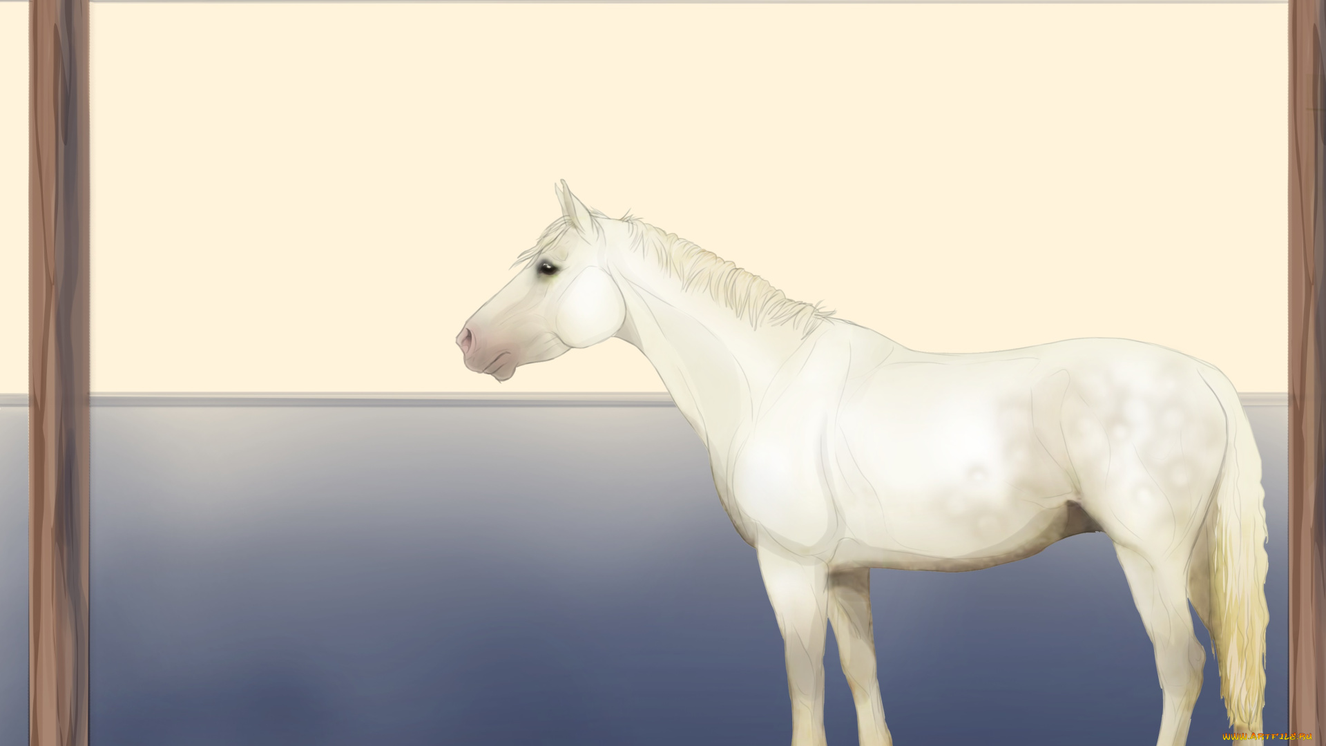 рисованные, животные, лошади, лошадь