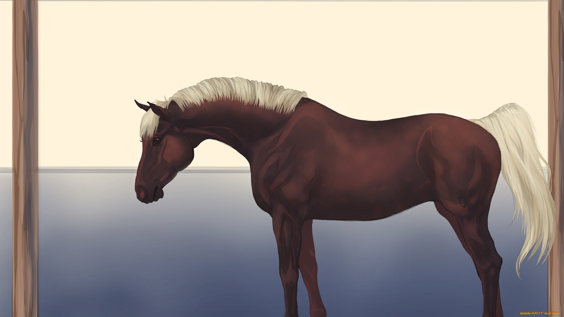 рисованные, животные, лошади, лошадь