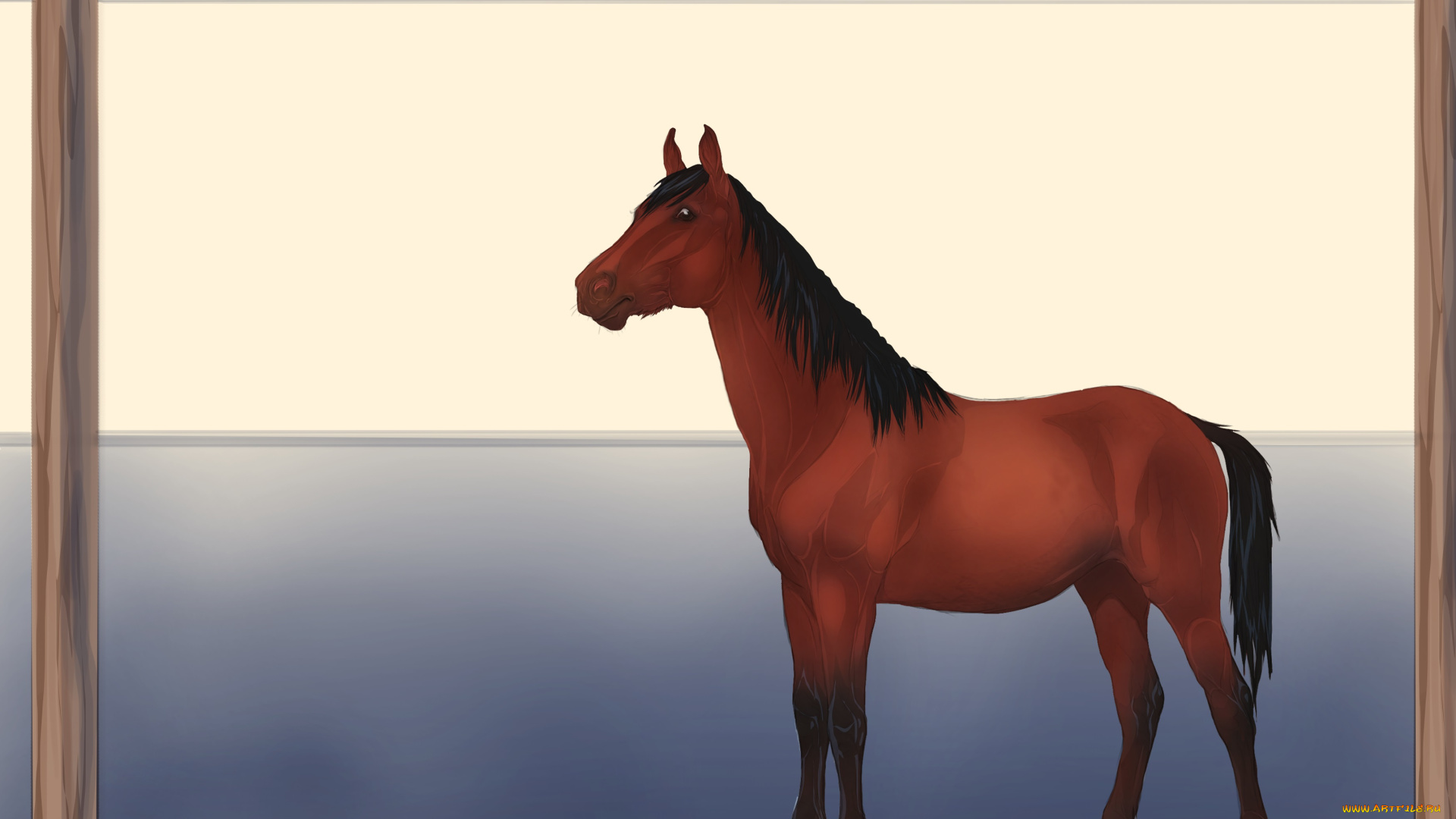 рисованные, животные, лошади, лошадь