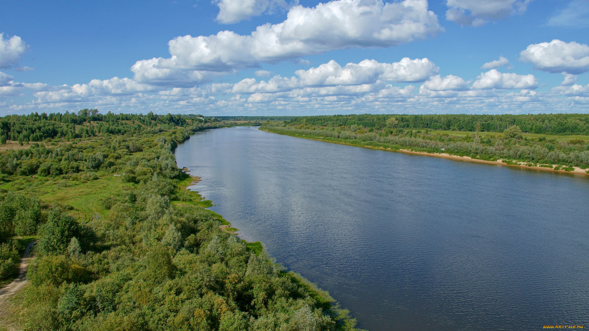 ветлуга, природа, реки, озера, река, лес, небо, облака