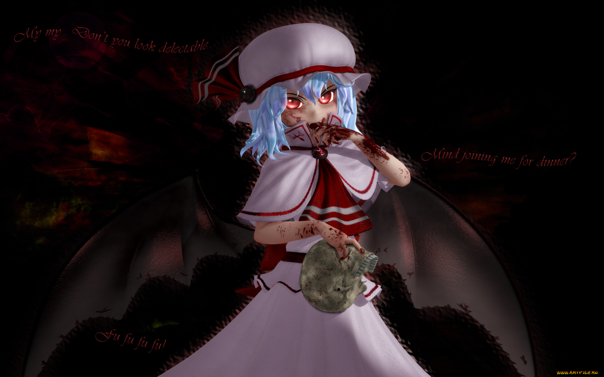 3д, графика, anime, аниме, череп, девушка