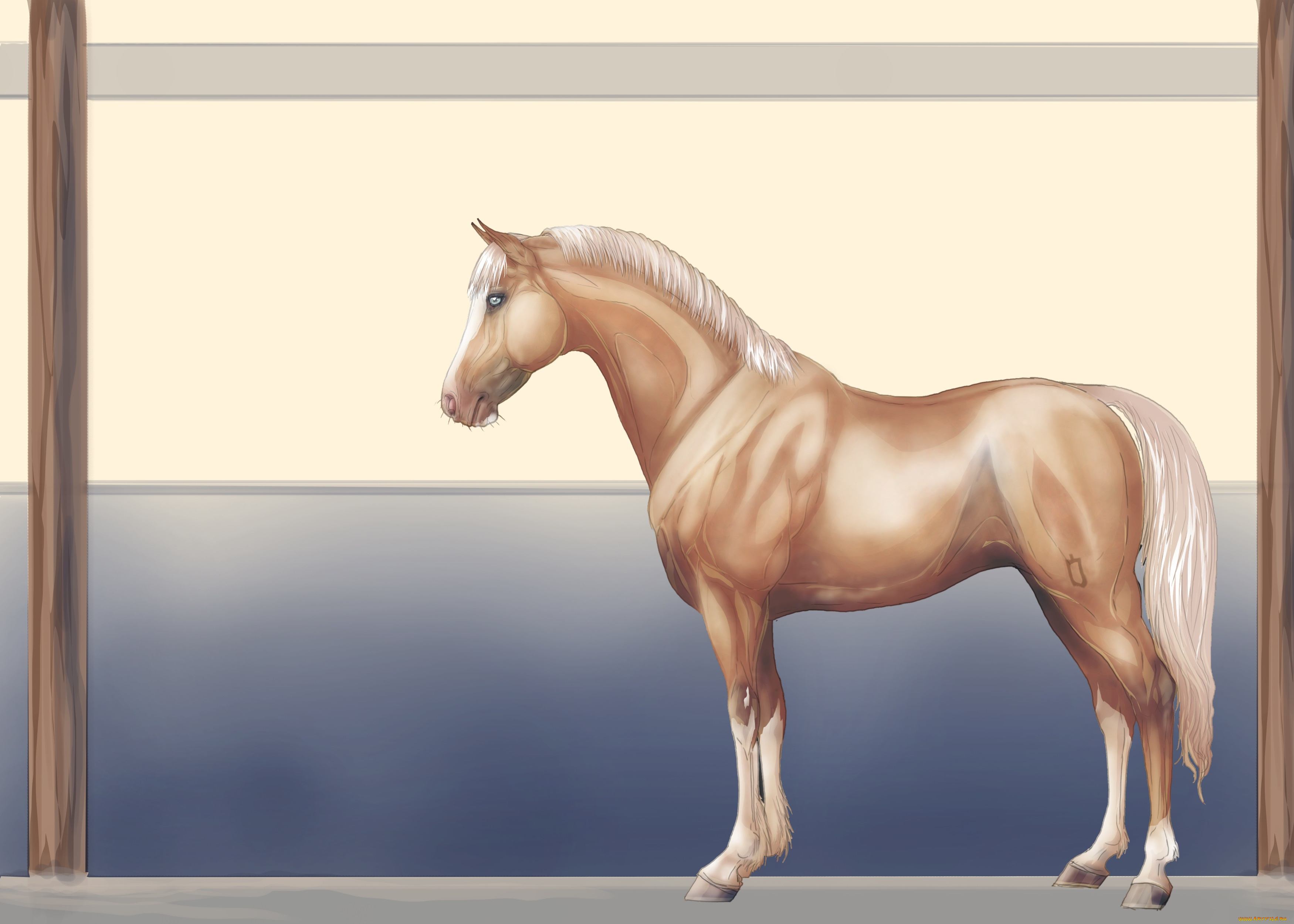 рисованные, животные, лошади, лошадь