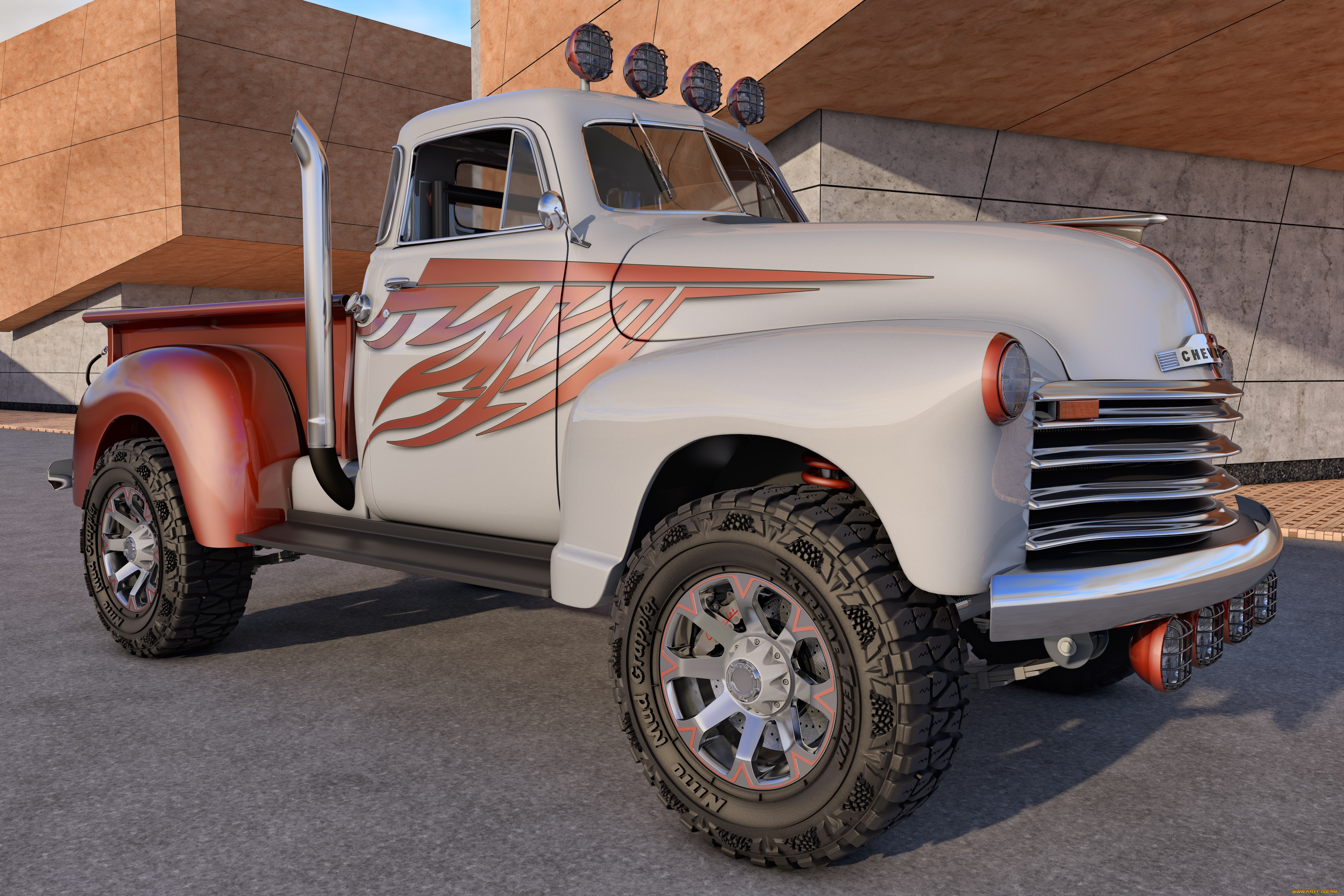 автомобили, 3д, chevrolet, 1951