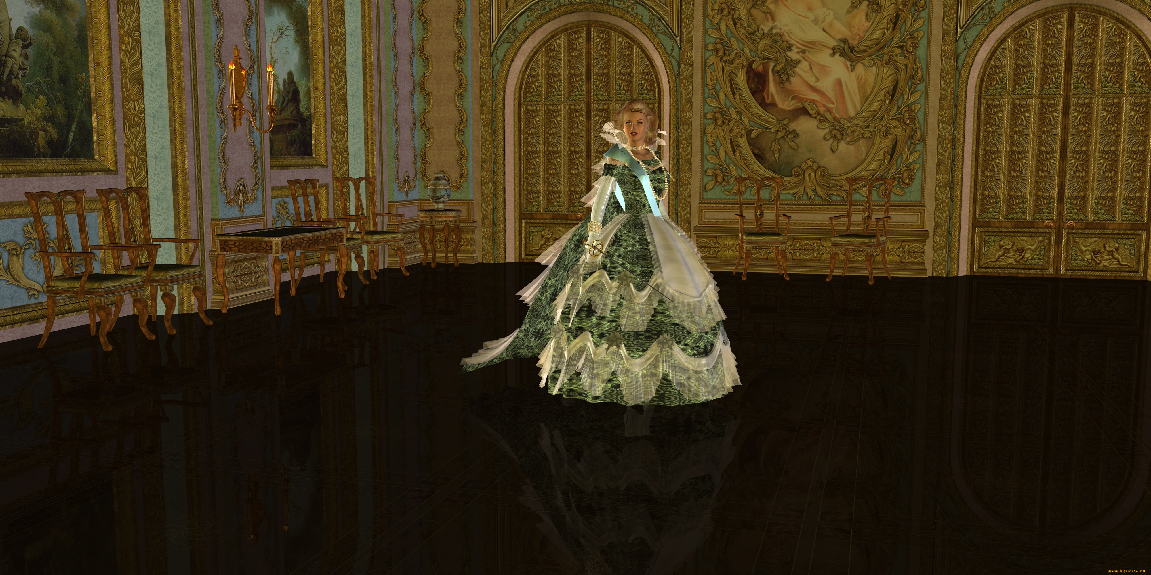 3д, графика, people, люди, девушка, платье