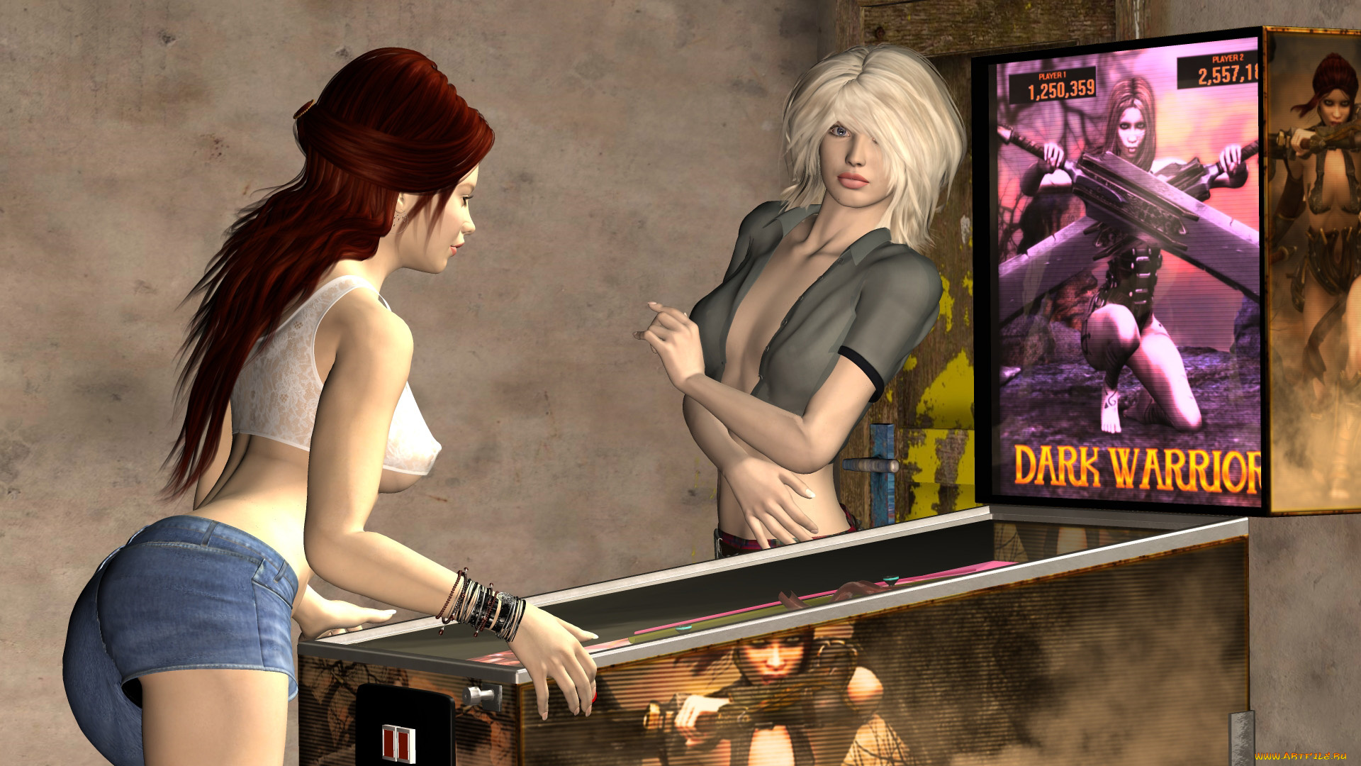 3д, графика, люди, , people, девушки, игровые, автоматы, взгляд