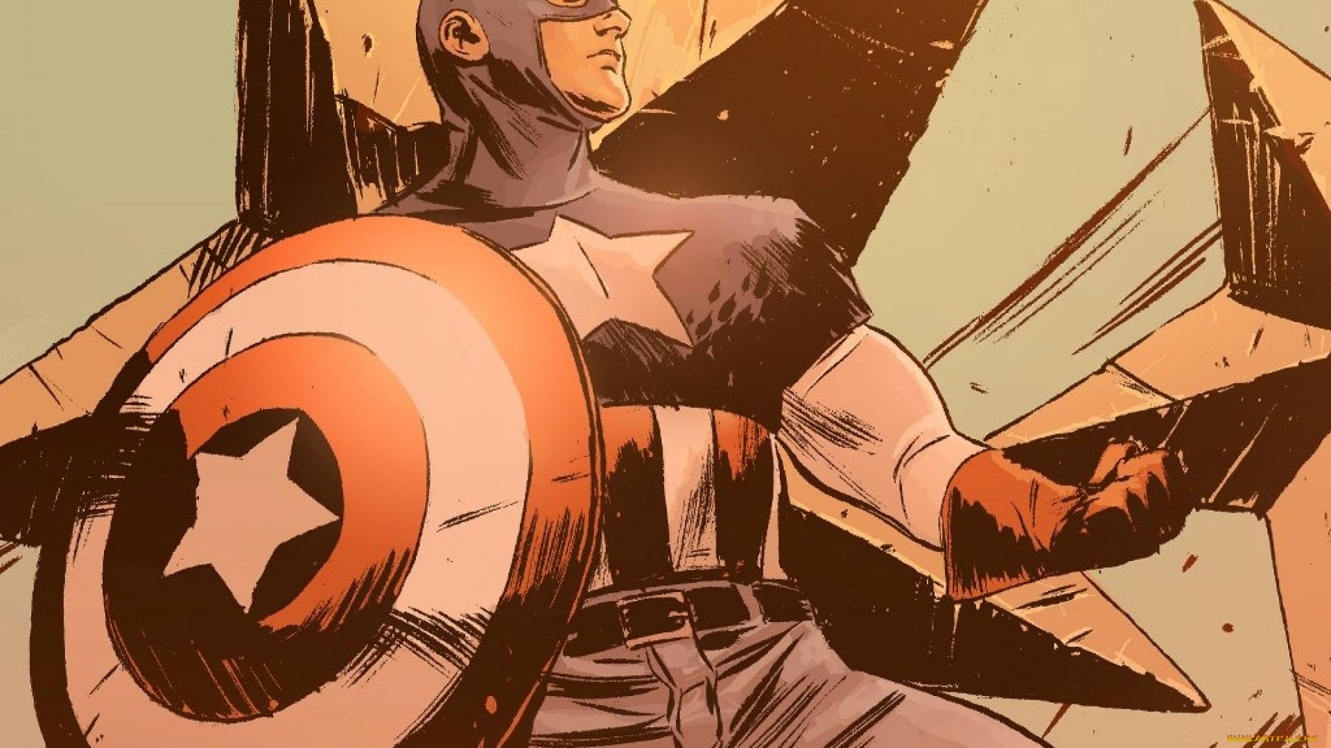 рисованные, комиксы, капитан, америка