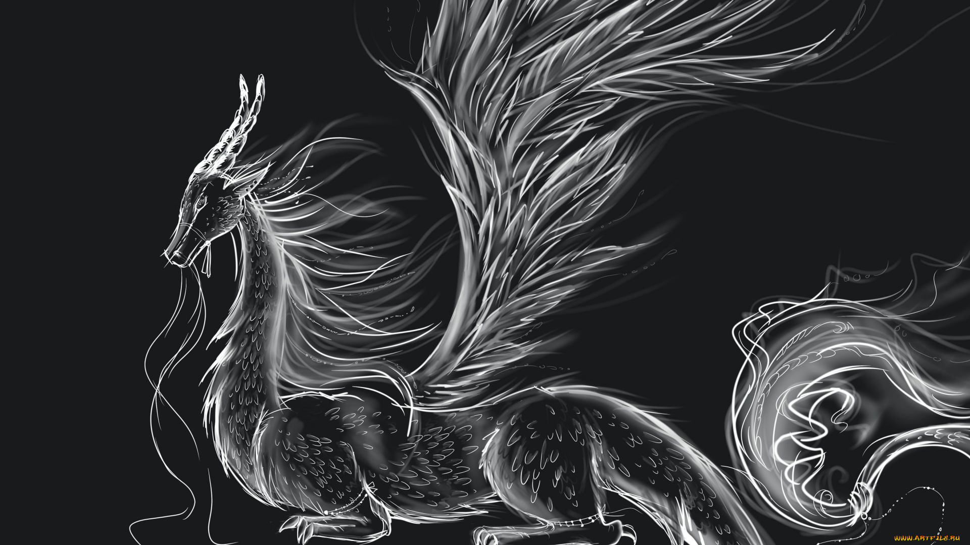 рисованные, животные, , сказочные, , мифические, фон, дракон