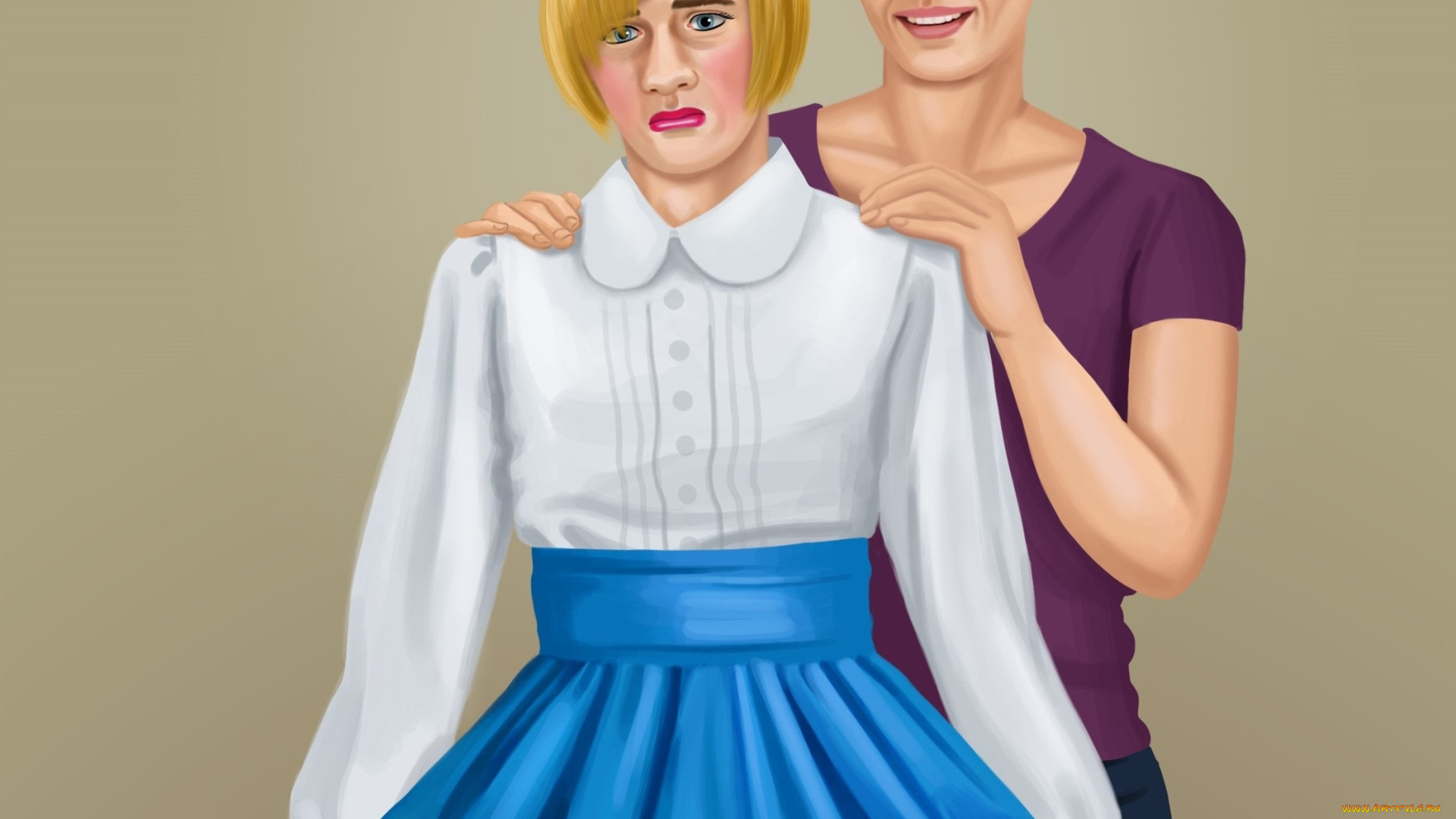 векторная, графика, люди, девушка, мужчина