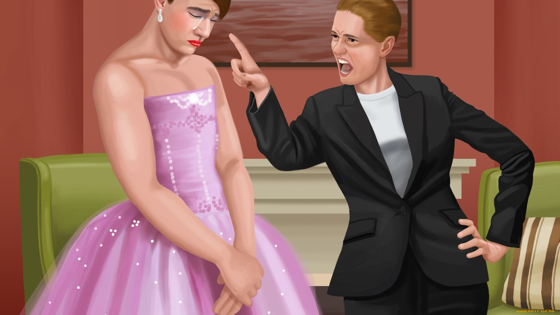 векторная, графика, люди, ссора