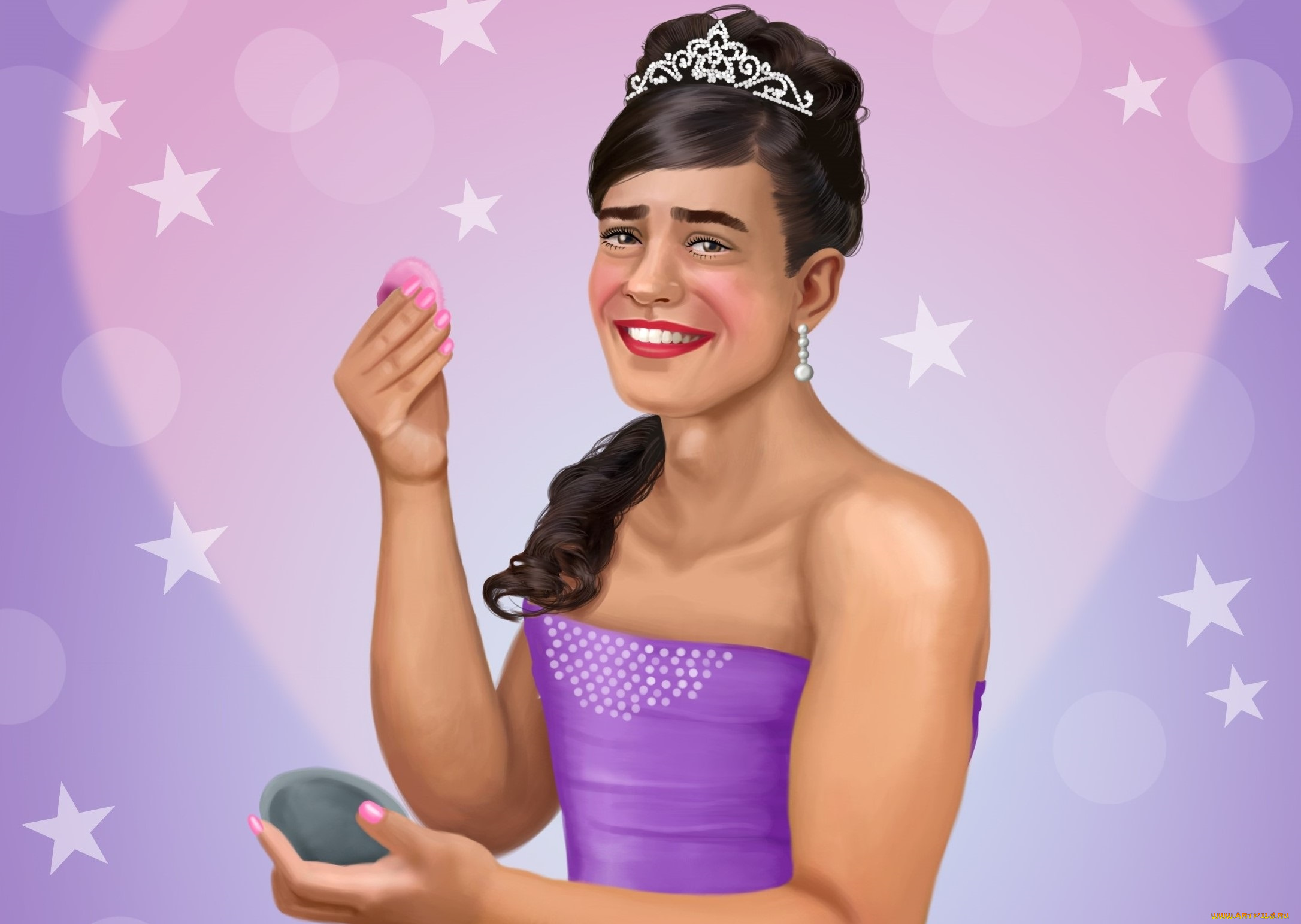 векторная, графика, девушки, девушка, улыбка, взгляд