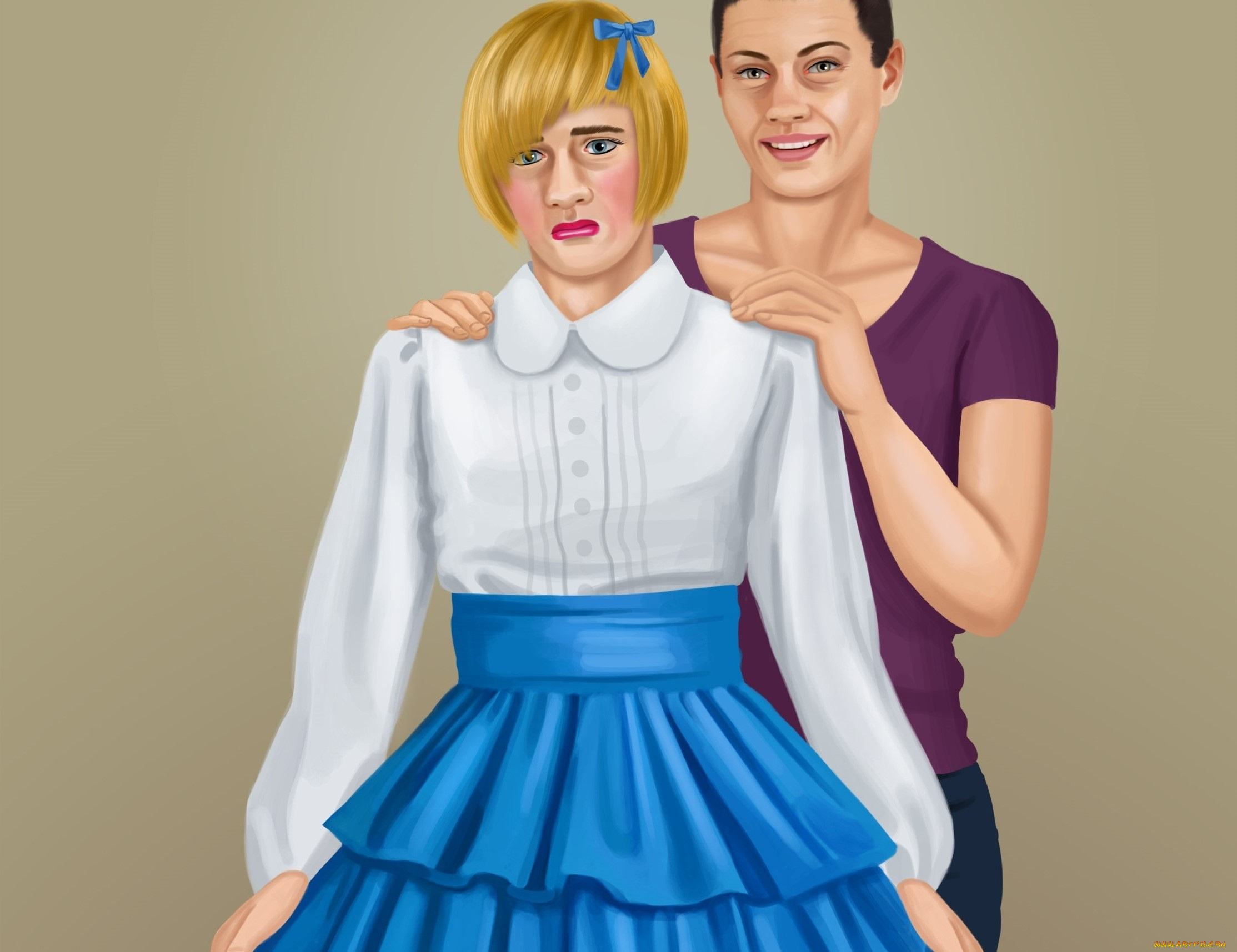 векторная, графика, люди, девушка, мужчина