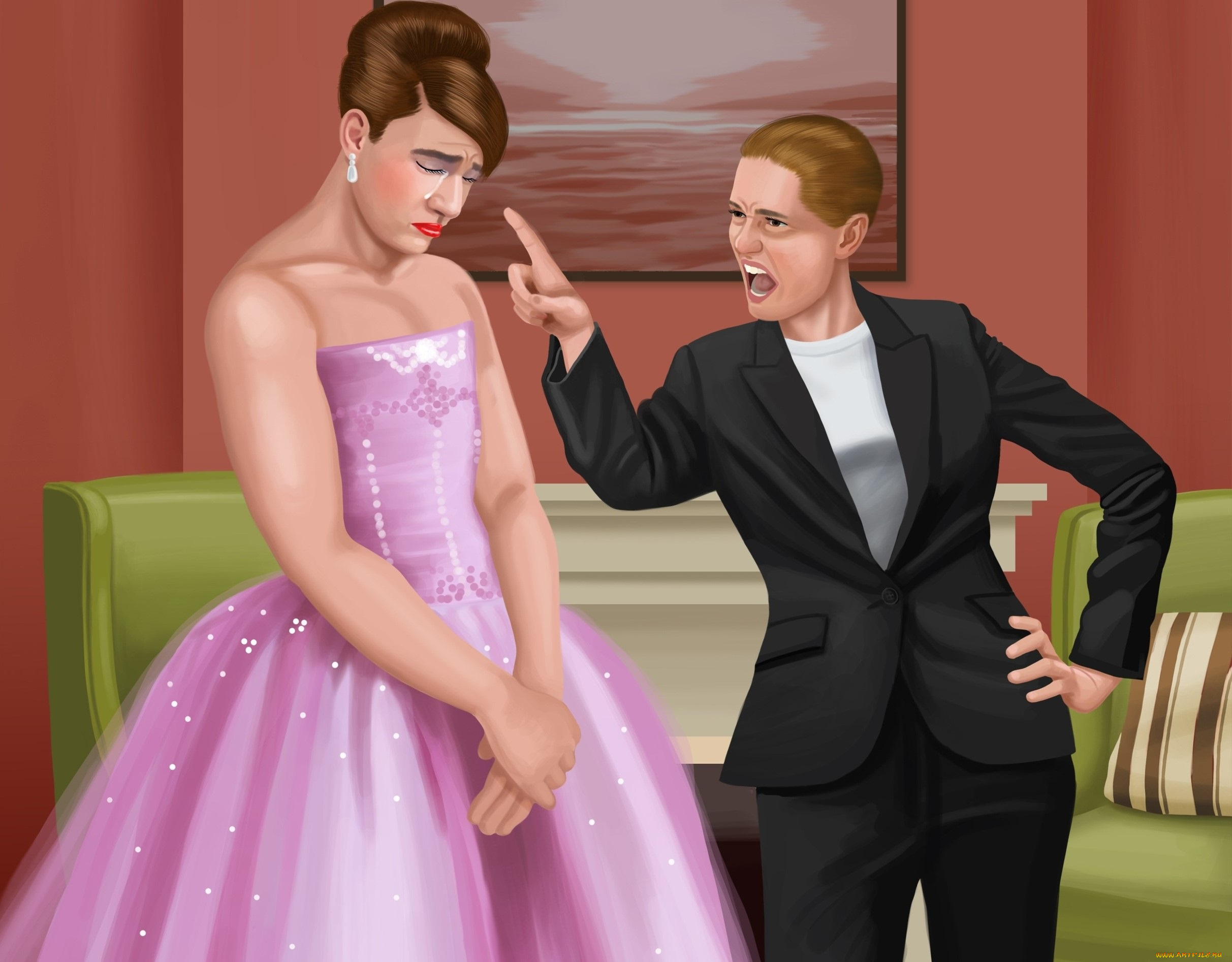 векторная, графика, люди, ссора