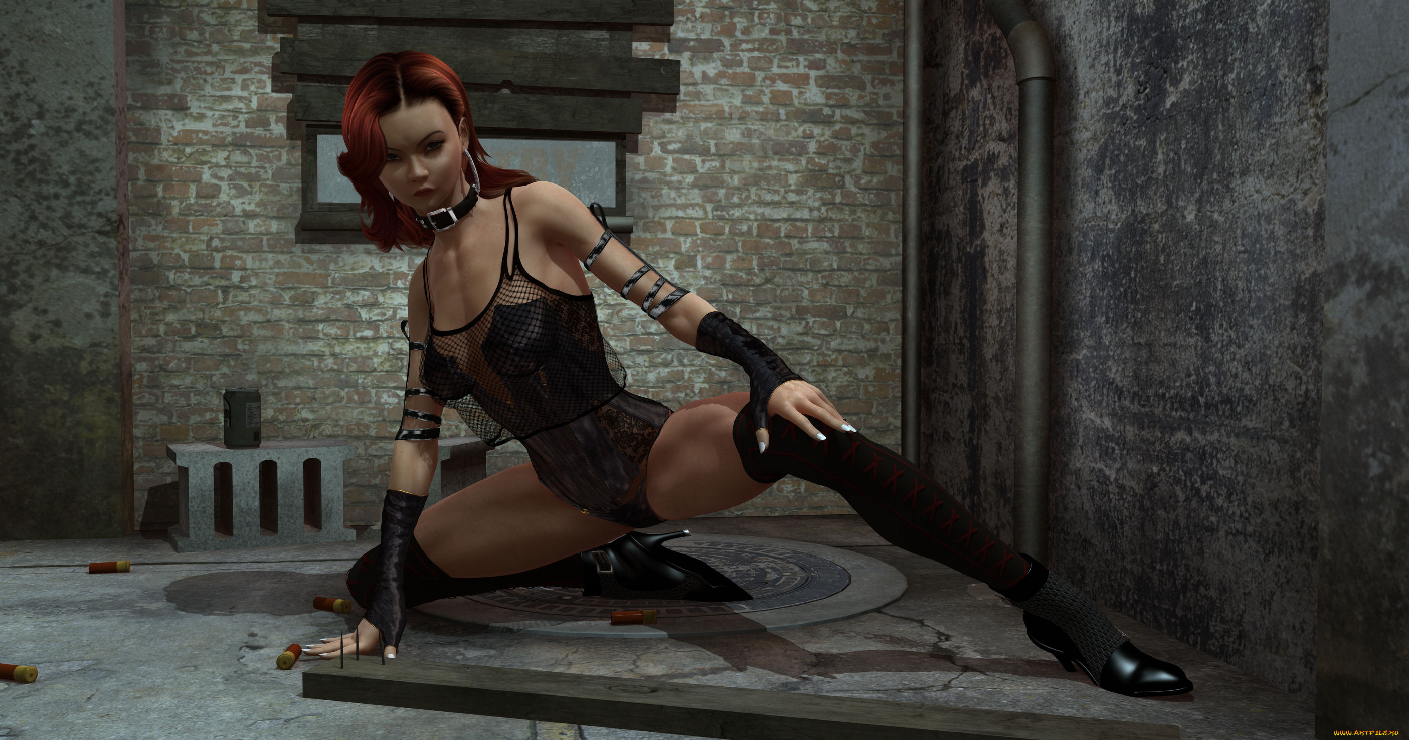 3д, графика, люди, , people, рыжая, взгляд, девушка