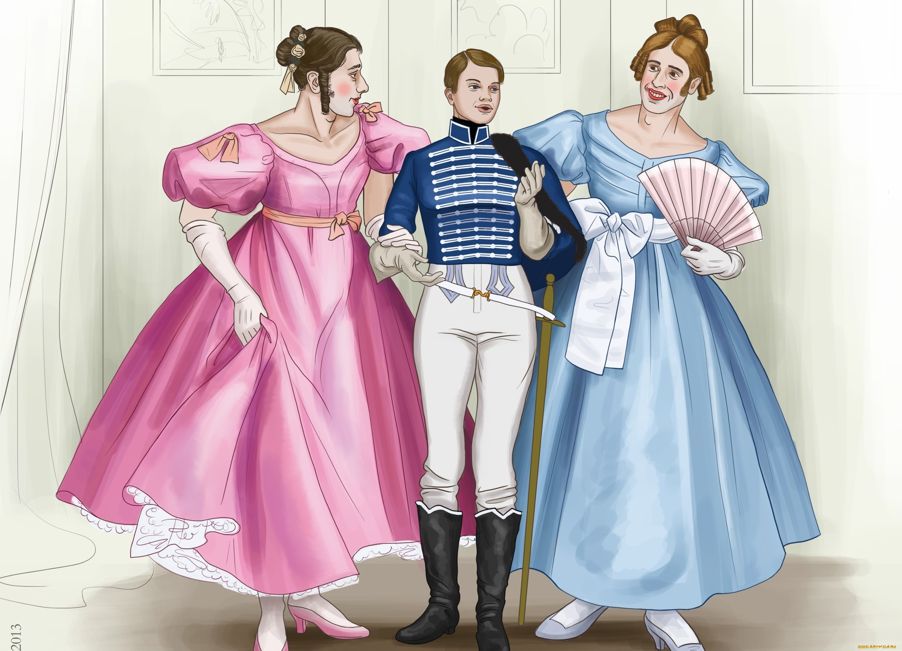 векторная, графика, люди, мальчик, девушки