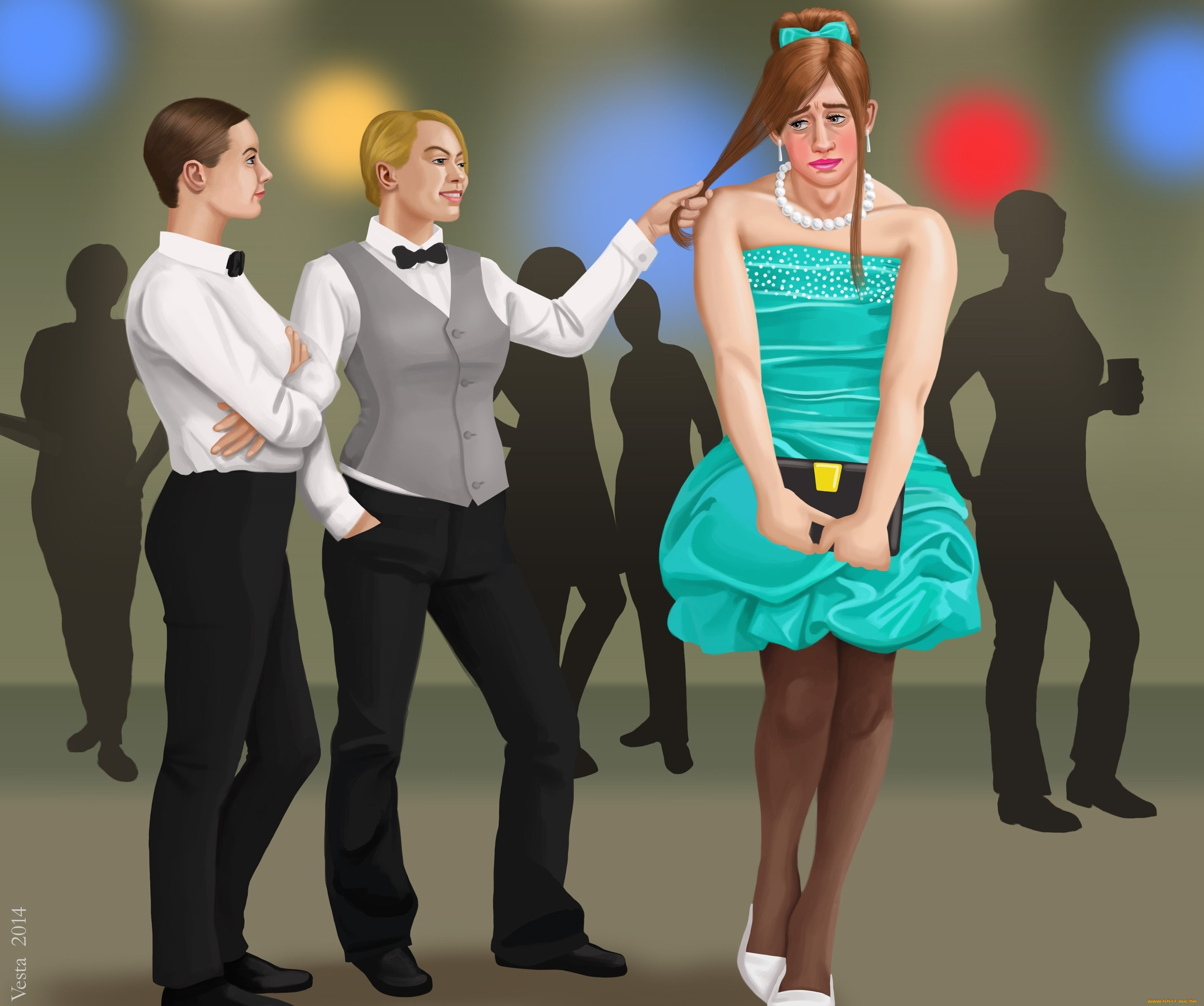 векторная, графика, люди, хулиганы