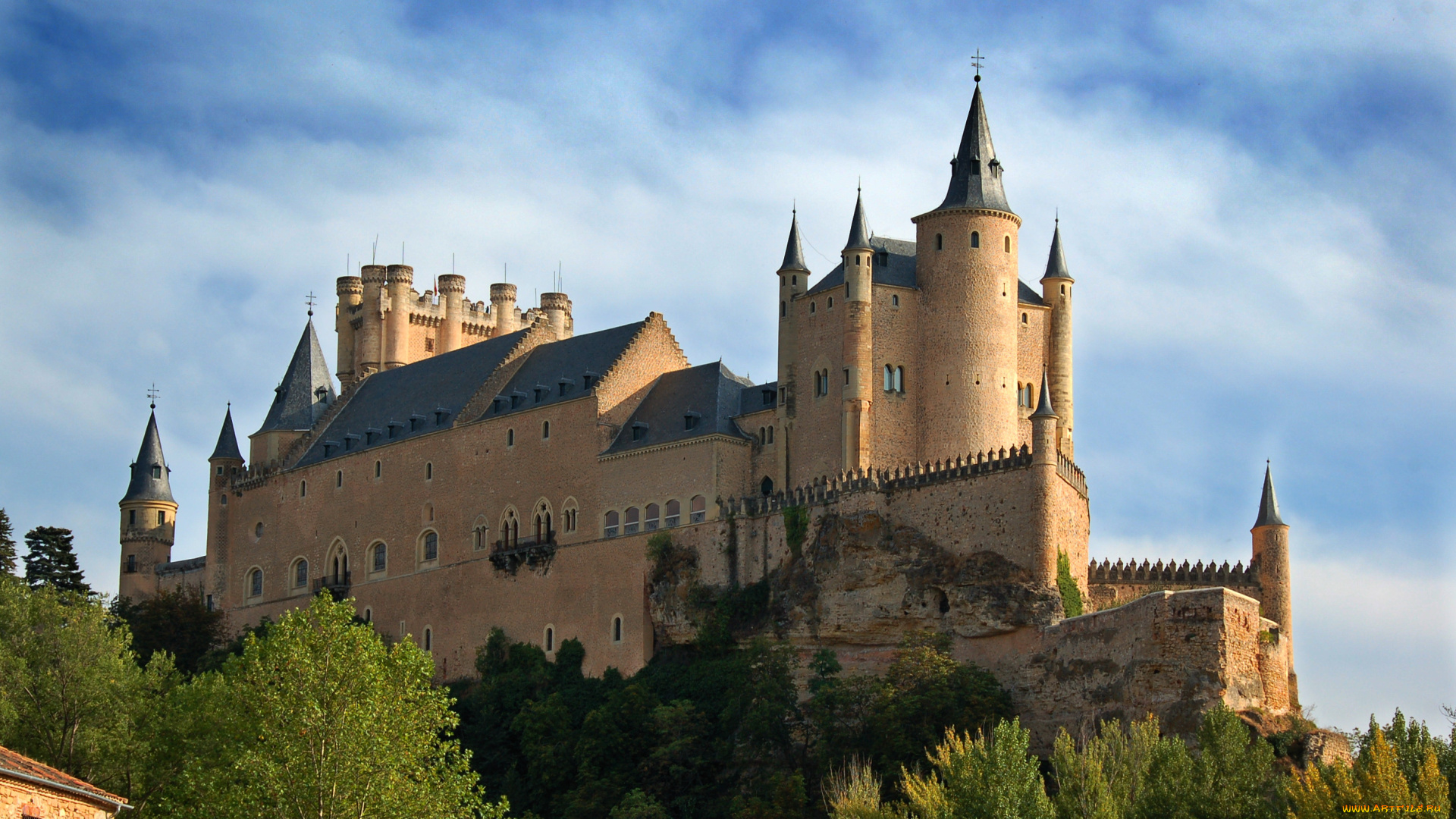alcazar, castle, -, segovia, города, замки, испании, замок, гора