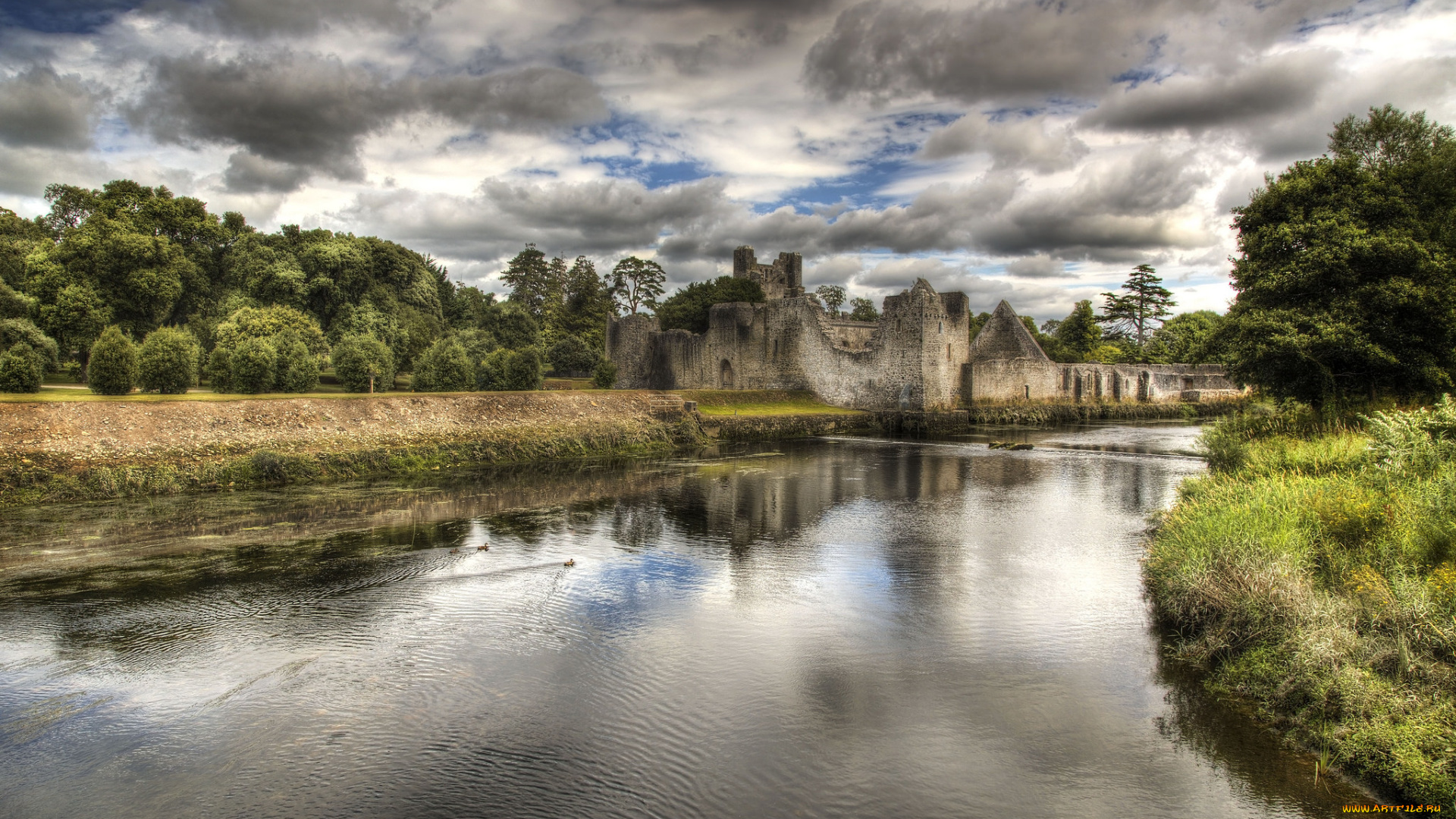 города, -, пейзажи, форпост, река, лес