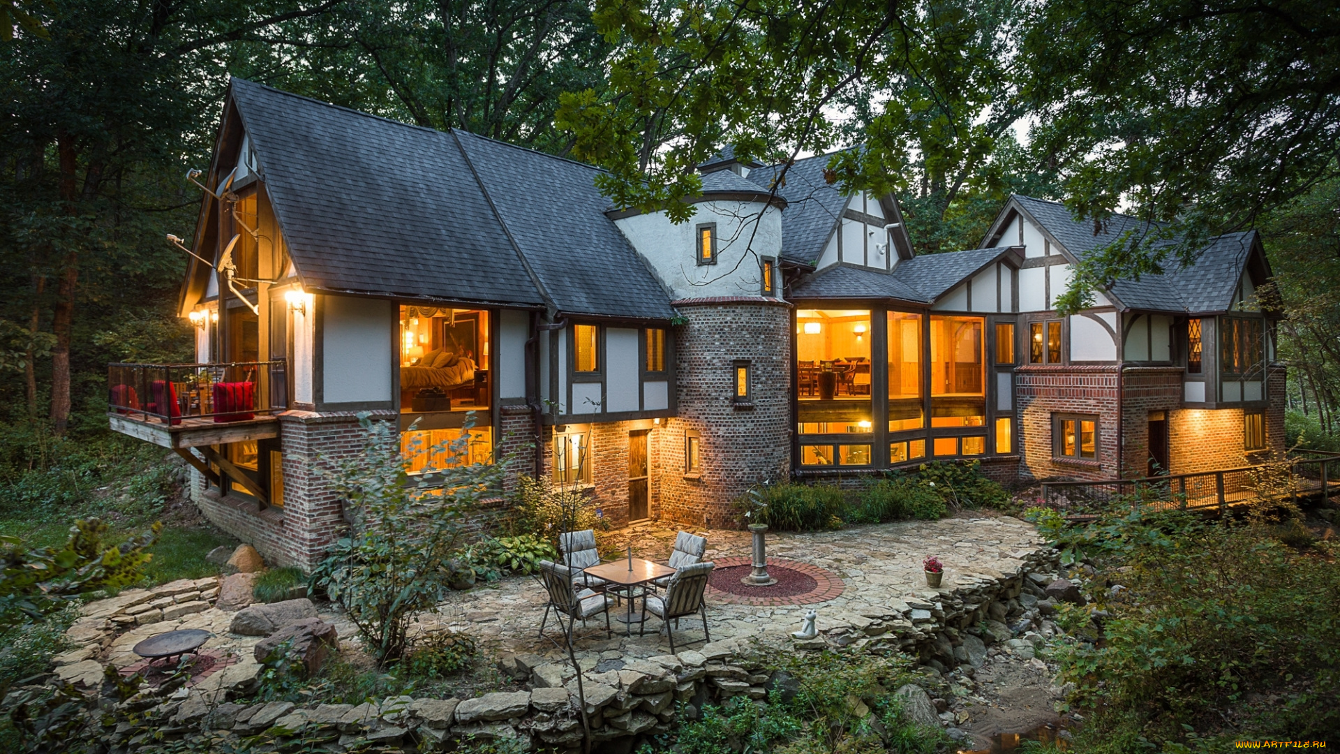 города, -, здания, , дома, дизайн, вечер, дом, окна, архитектура, особняк