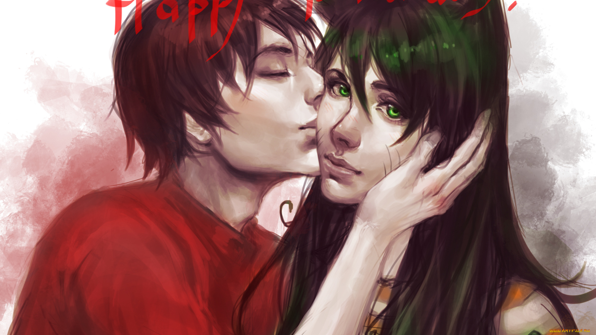 разное, арты, арт, поцелуй, парень, девушка